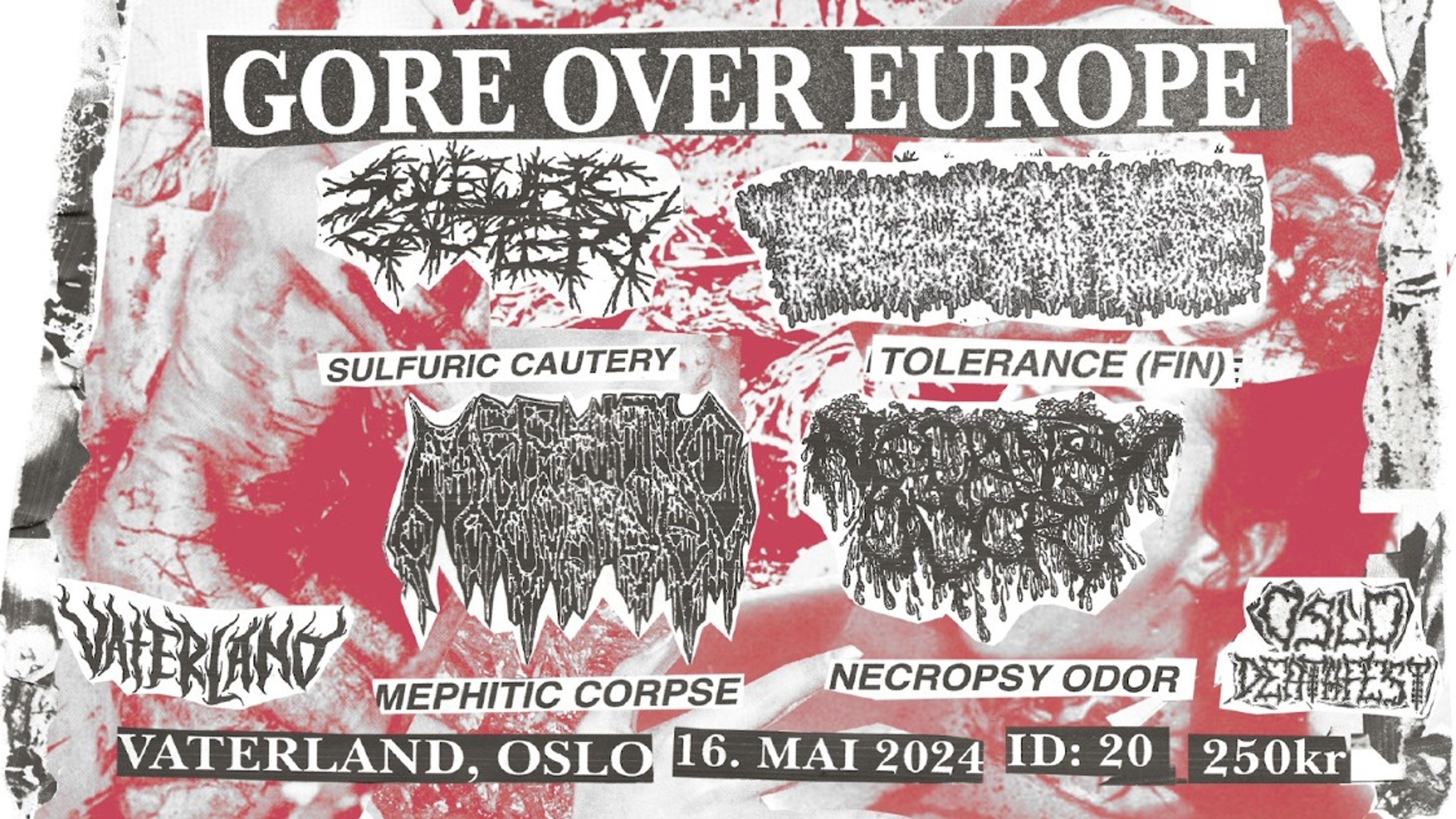 Promotional graphic for Sulfuric Cautery + Mephitic Corpse + Necropsy Odor + Tolerance
