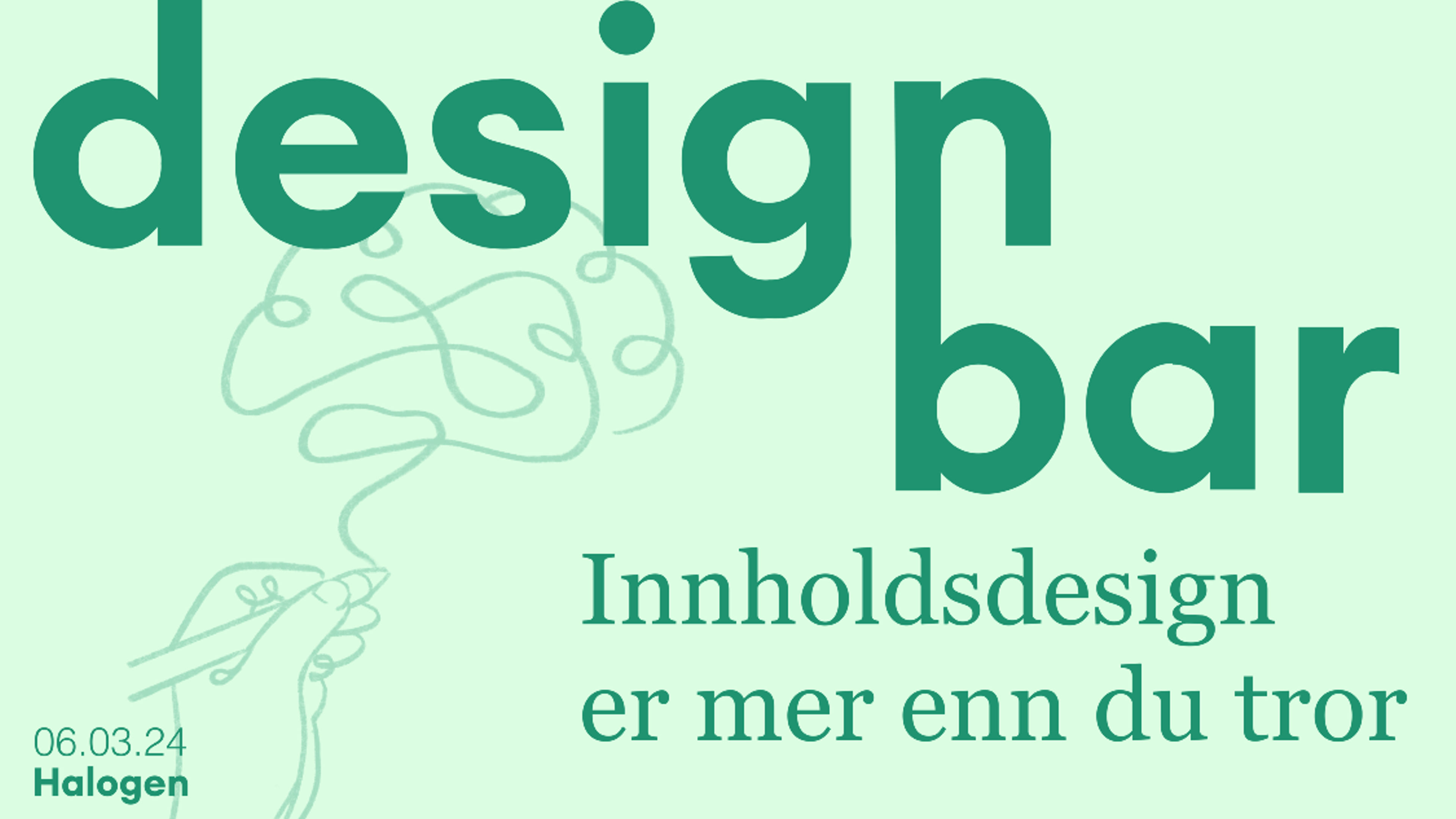 Promotional graphic for  "Innholdsdesign er mer enn du tror" 