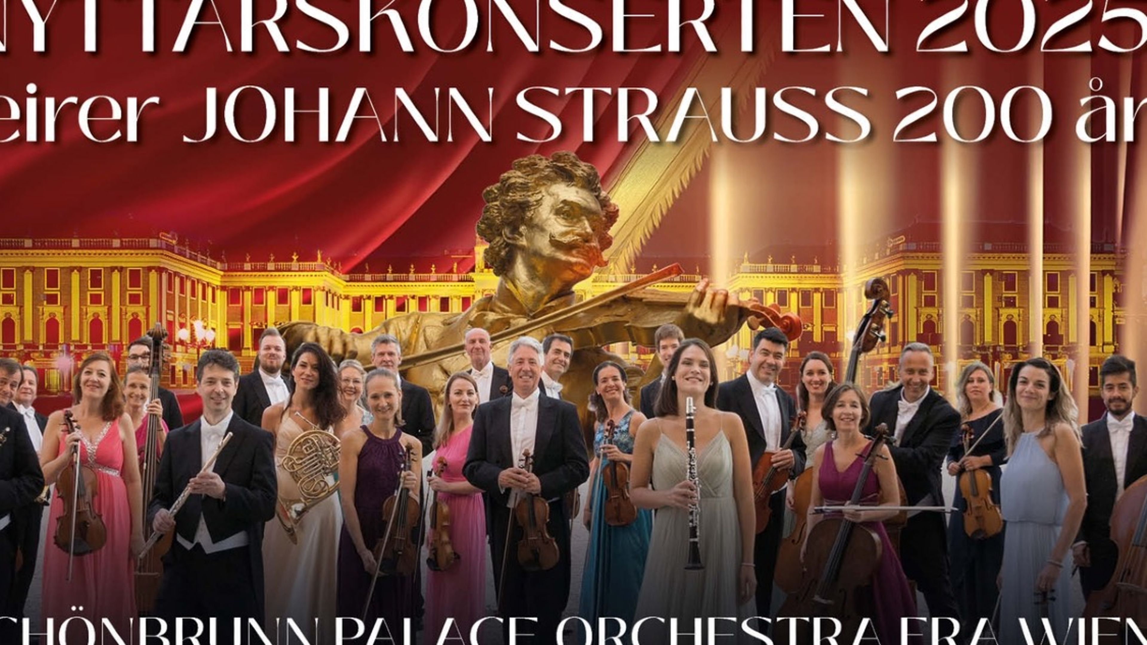 Promotional graphic for Nyttårskonserten 2025 fra Wien