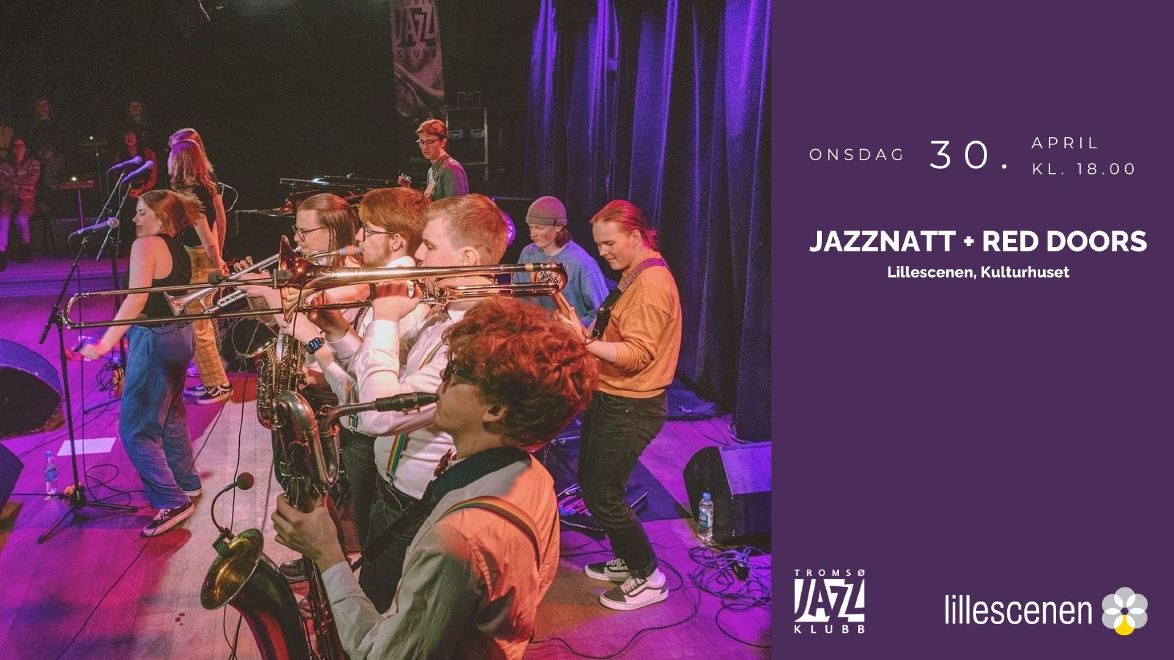 Promotional graphic for Tromsø Jazzklubb – JazzNatt + Red Dôôrs