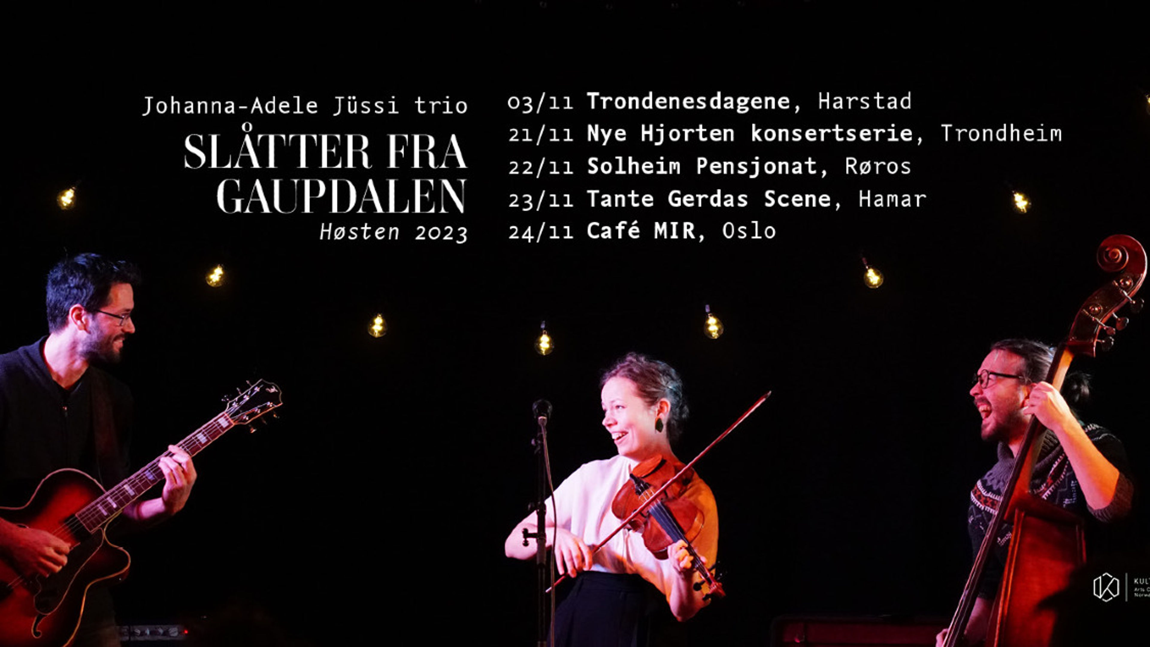 Promotional graphic for Johanna-Adele Jüssi Trio- Slåtter fra Gaupdalen på MIR