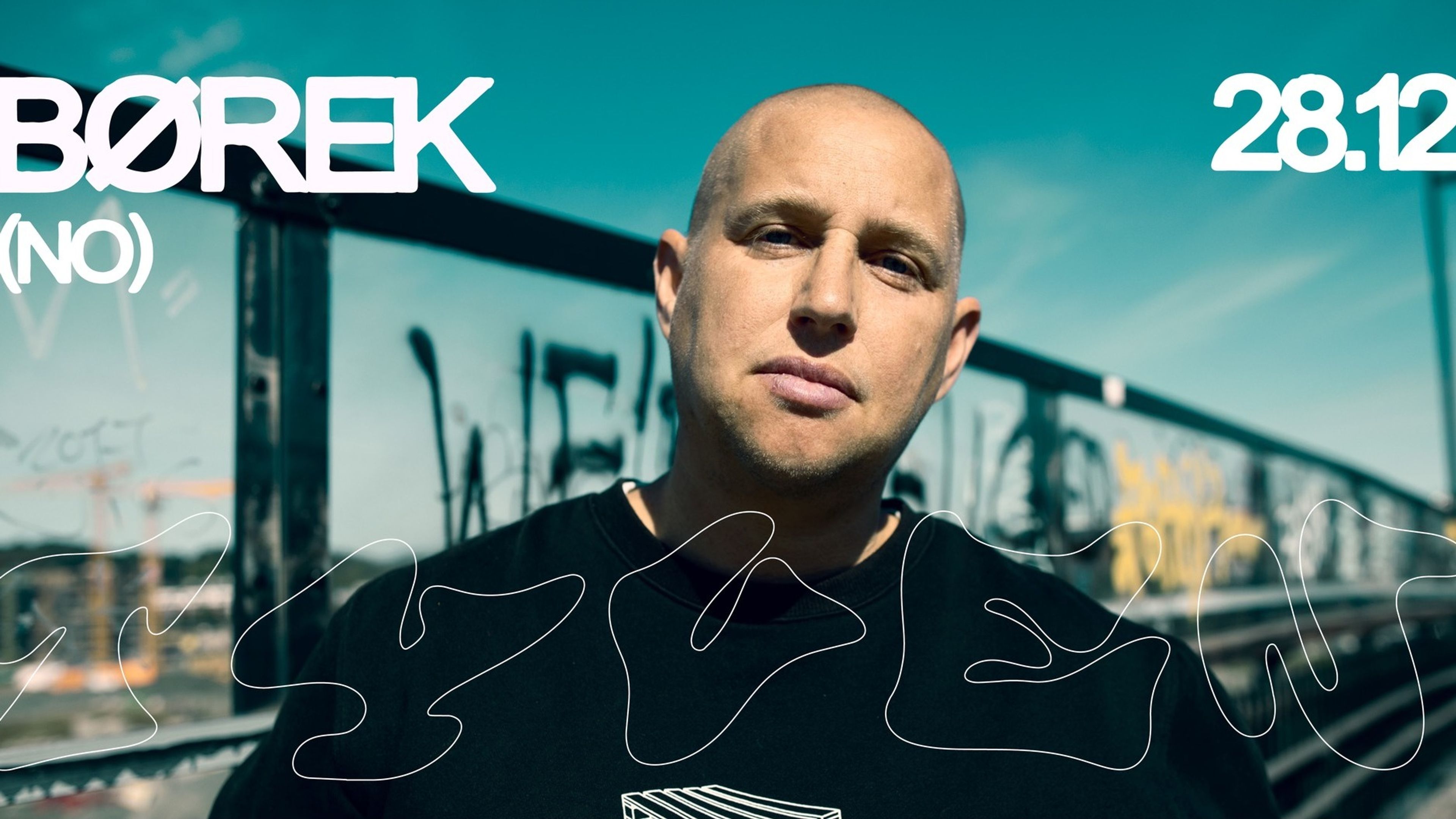 Promotional graphic for BØREK @ TYVEN 28.12