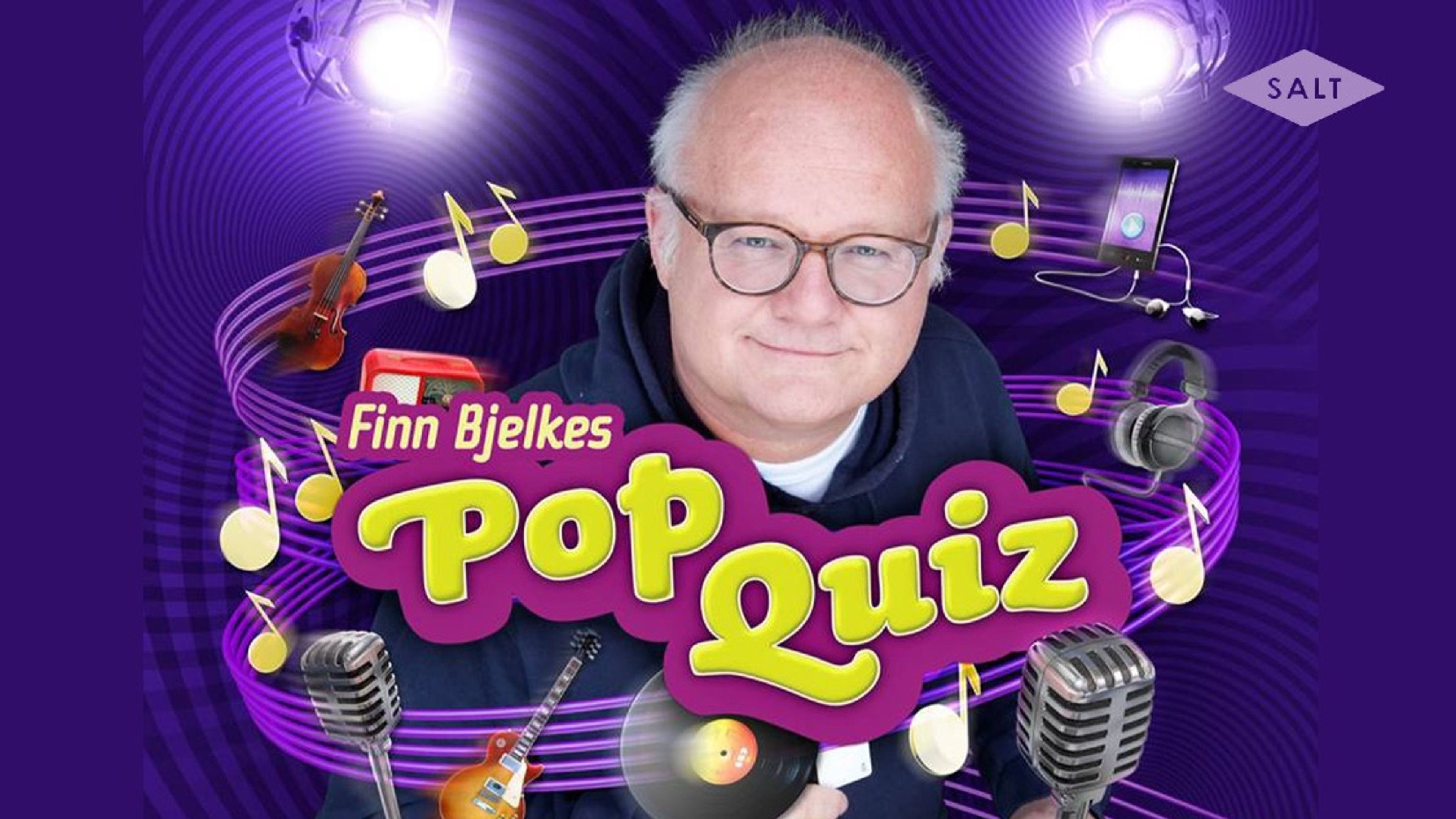 Promotional graphic for Finn Bjelkes popquiz