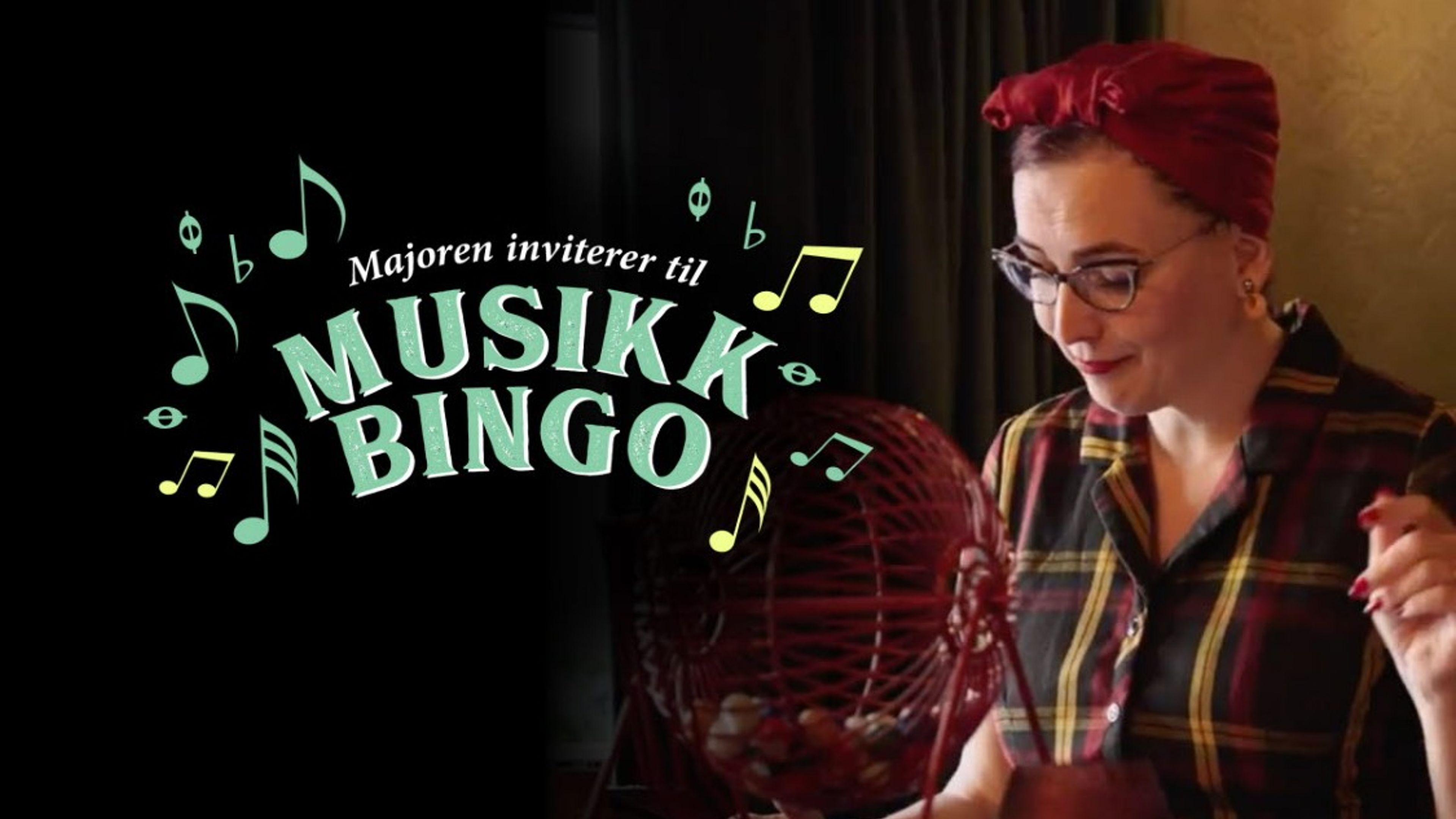 Promotional graphic for Musikkbingo med Sunnas musikkbingo