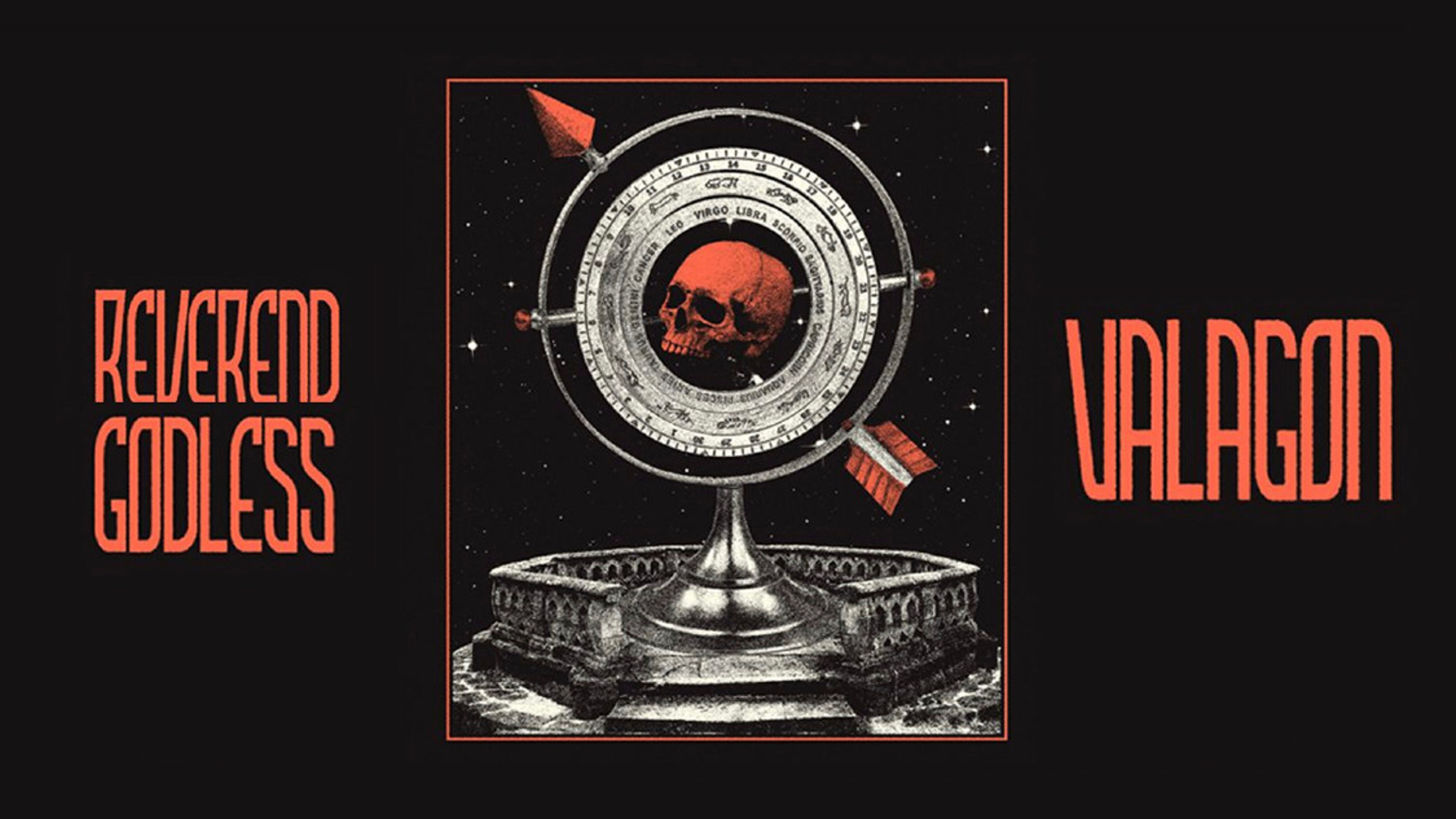 Promotional graphic for Reverend Godless // Valagon @MIR