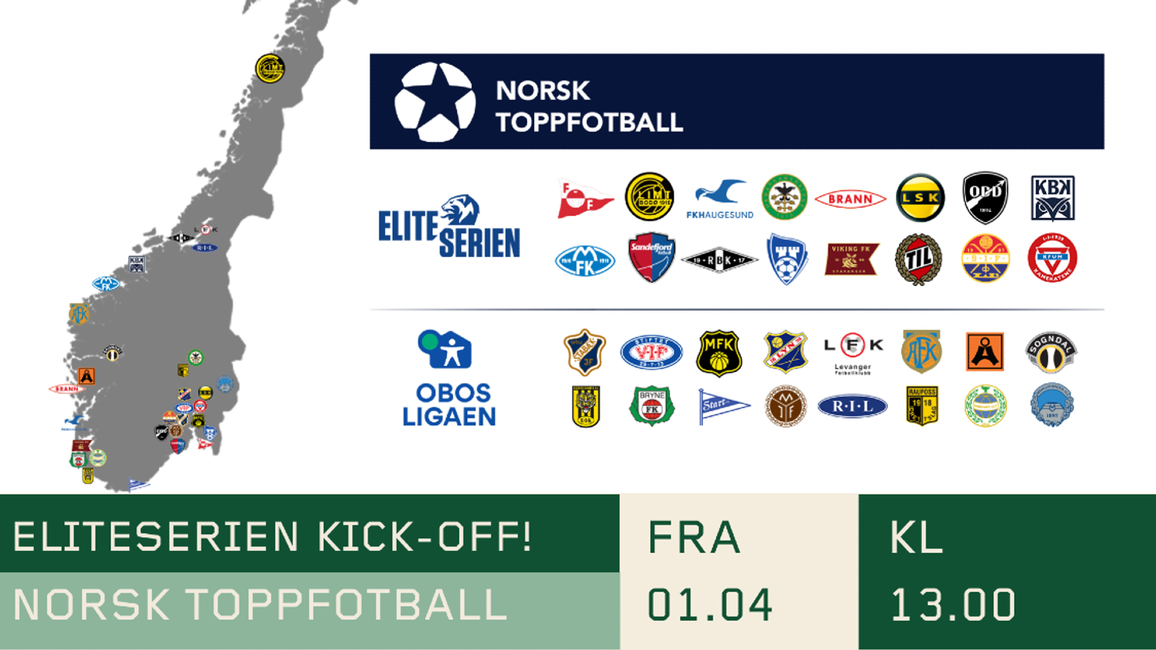 Promotional graphic for   Eliteserien Kick-off! // Gjester og kamper