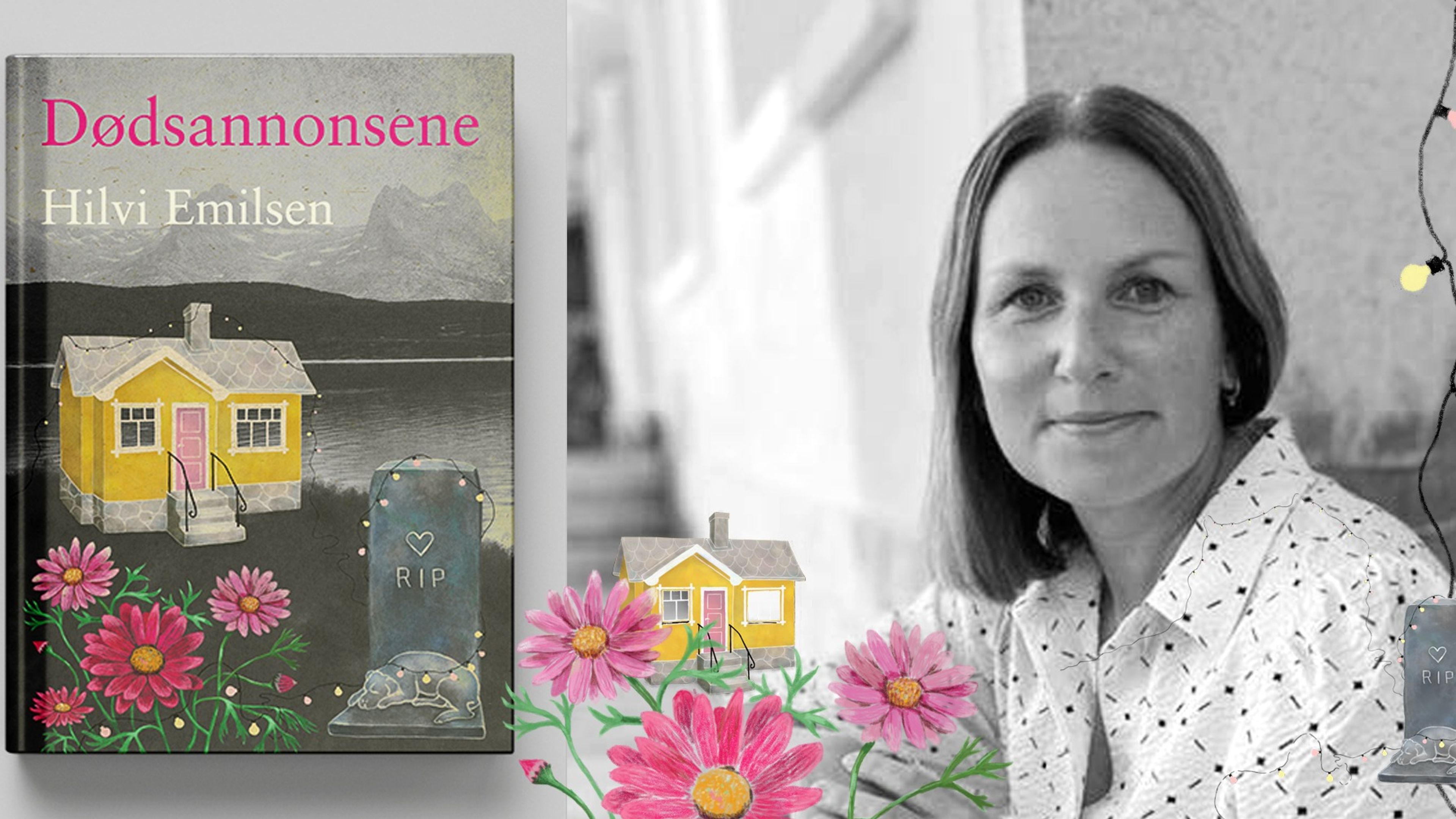 Promotional graphic for Bokbistro // Boklansering: «Dødsannonsene» av Hilvi Emilsen