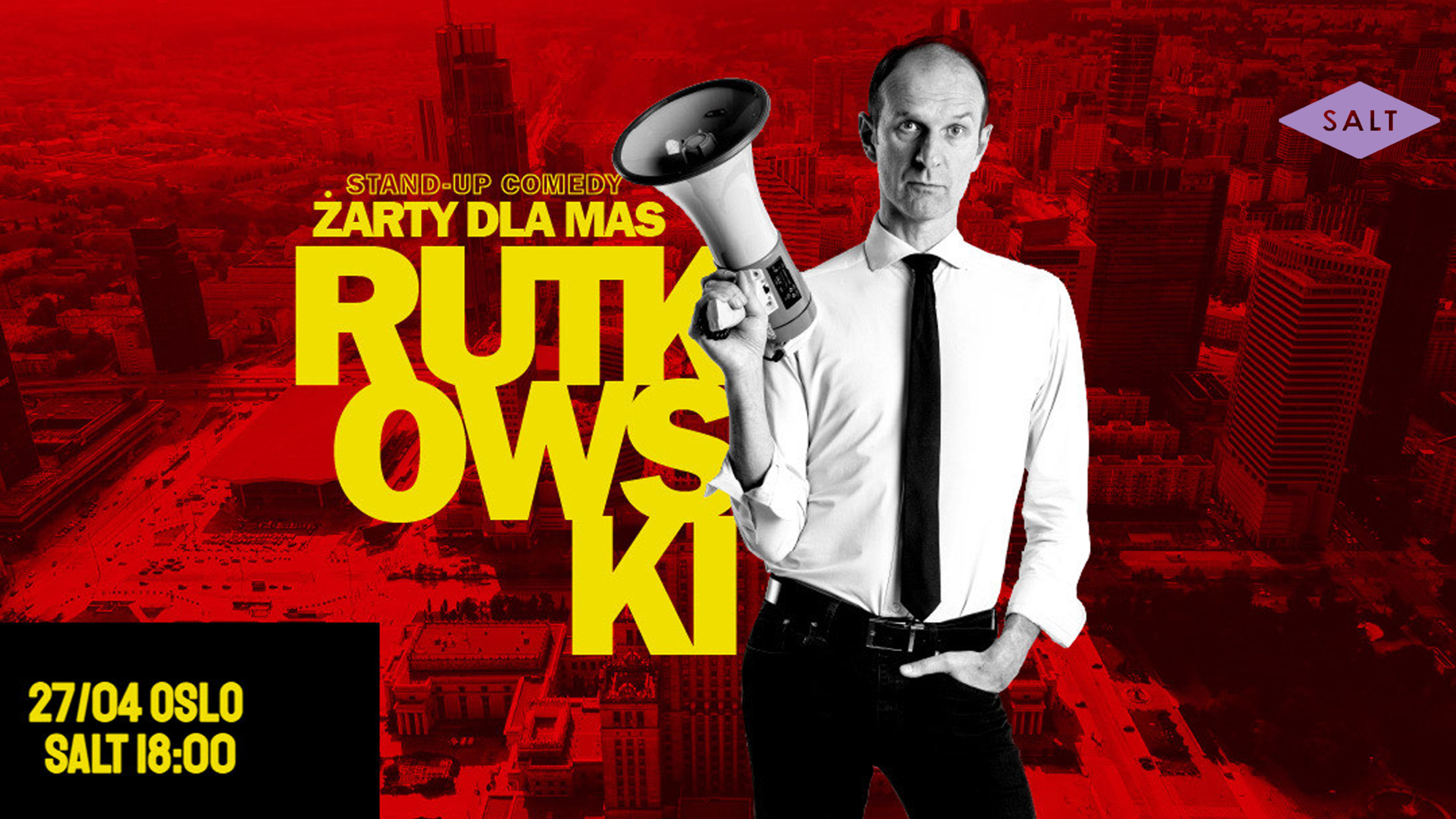 Promotional graphic for Rafał Rutkowski: Żarty dla mas
