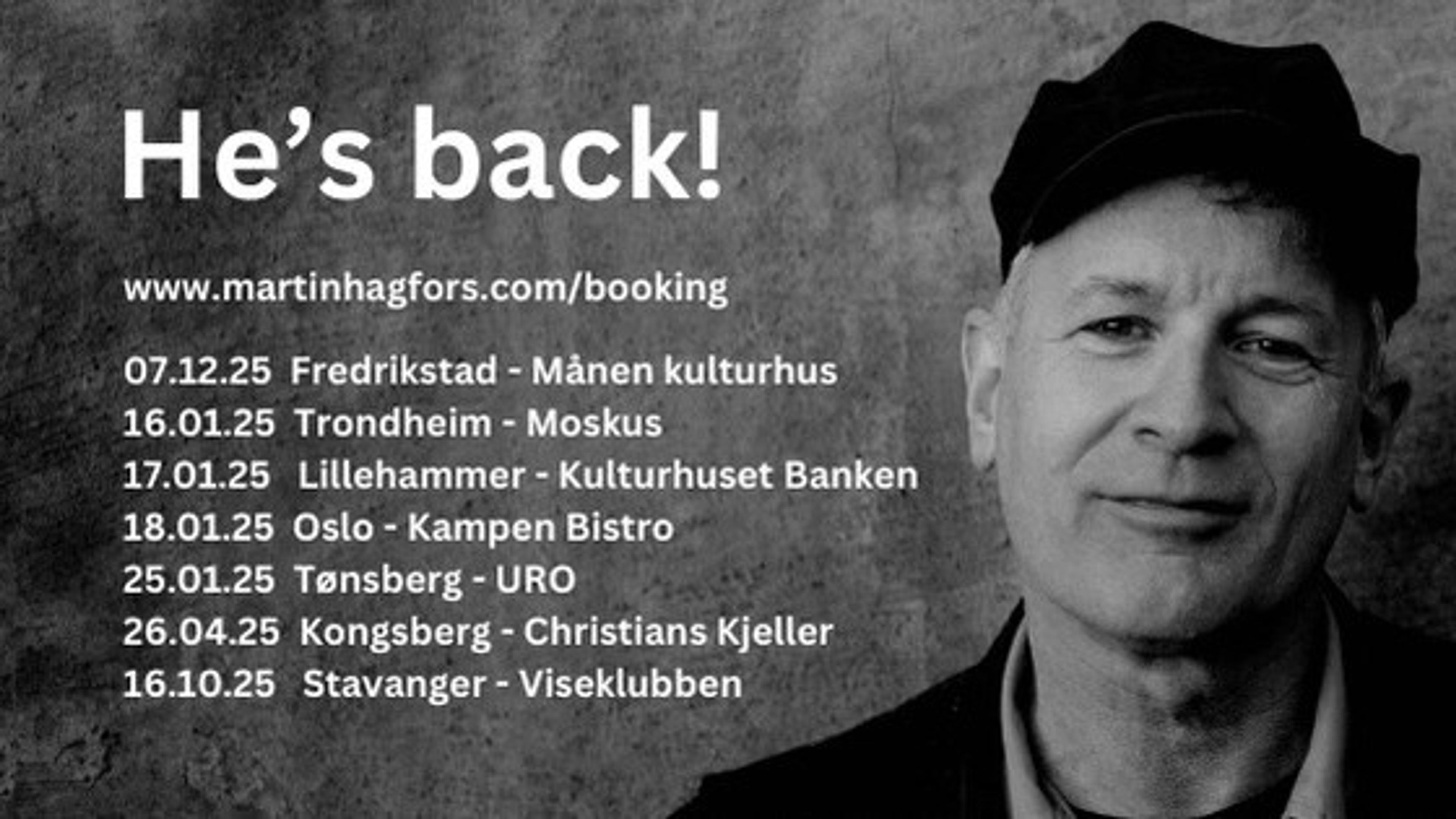 Promotional graphic for Martin Hagfors // Nyttårskonserten på Kampen Bistro