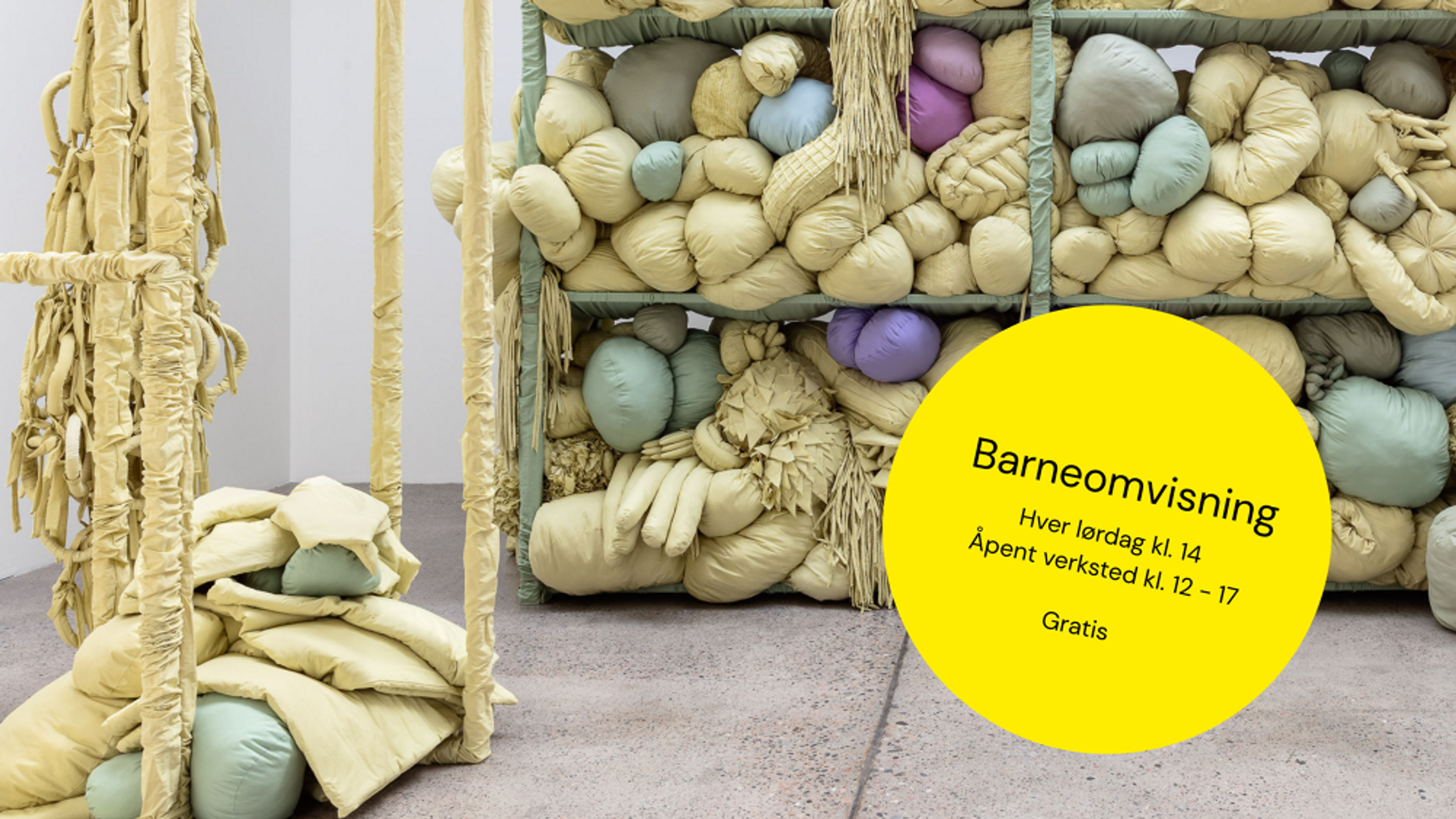 Promotional graphic for Barneomvisning & åpent verksted // Bærum Kunsthall