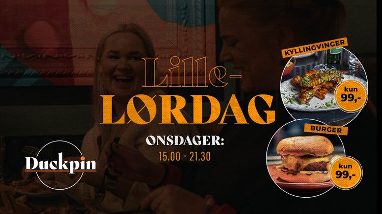 Lillelørdag – Kyllingvinger eller burger til kun 99,-