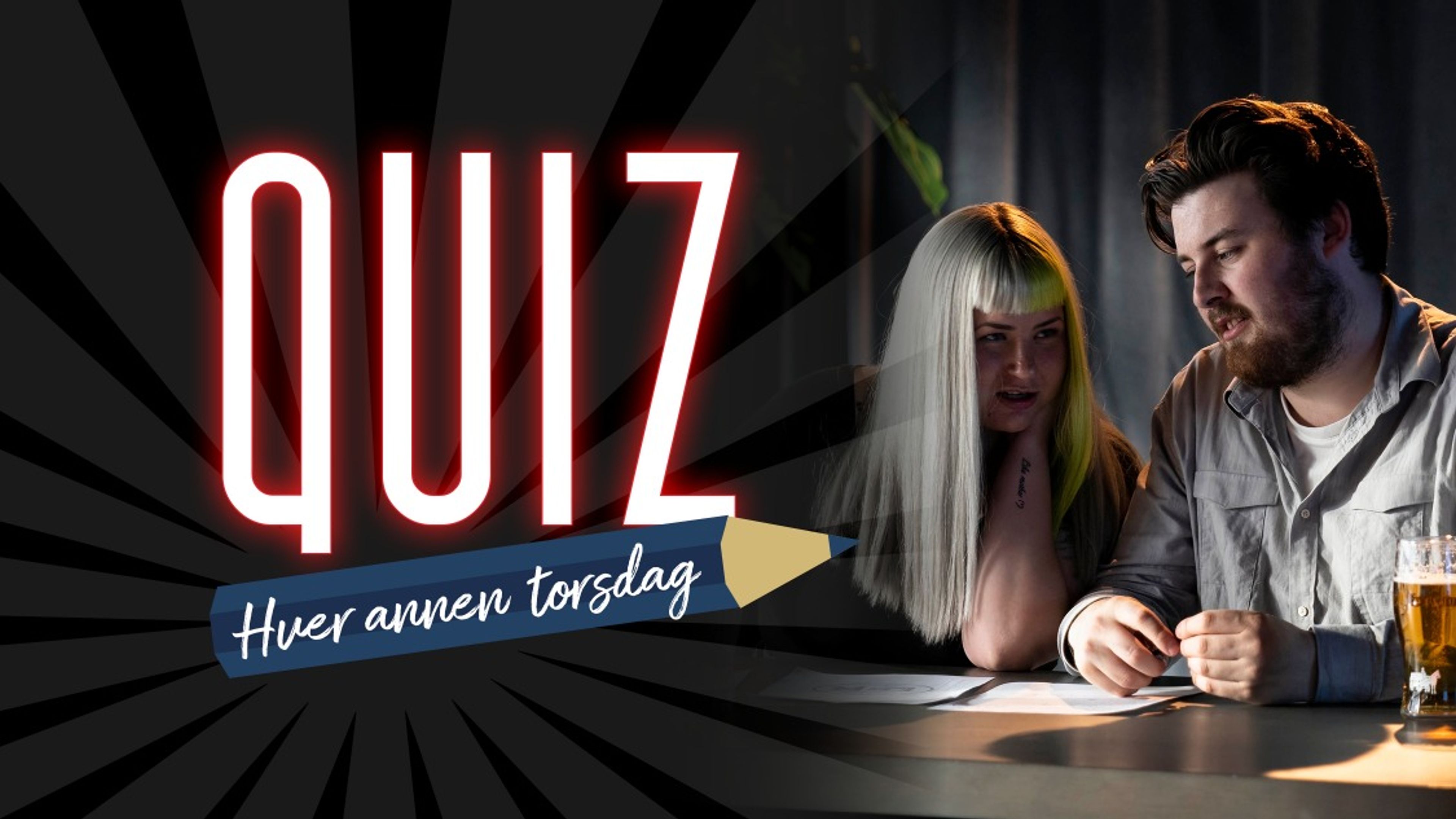 Promotional graphic for Torsdagers Quiz med Andre Ulveseter