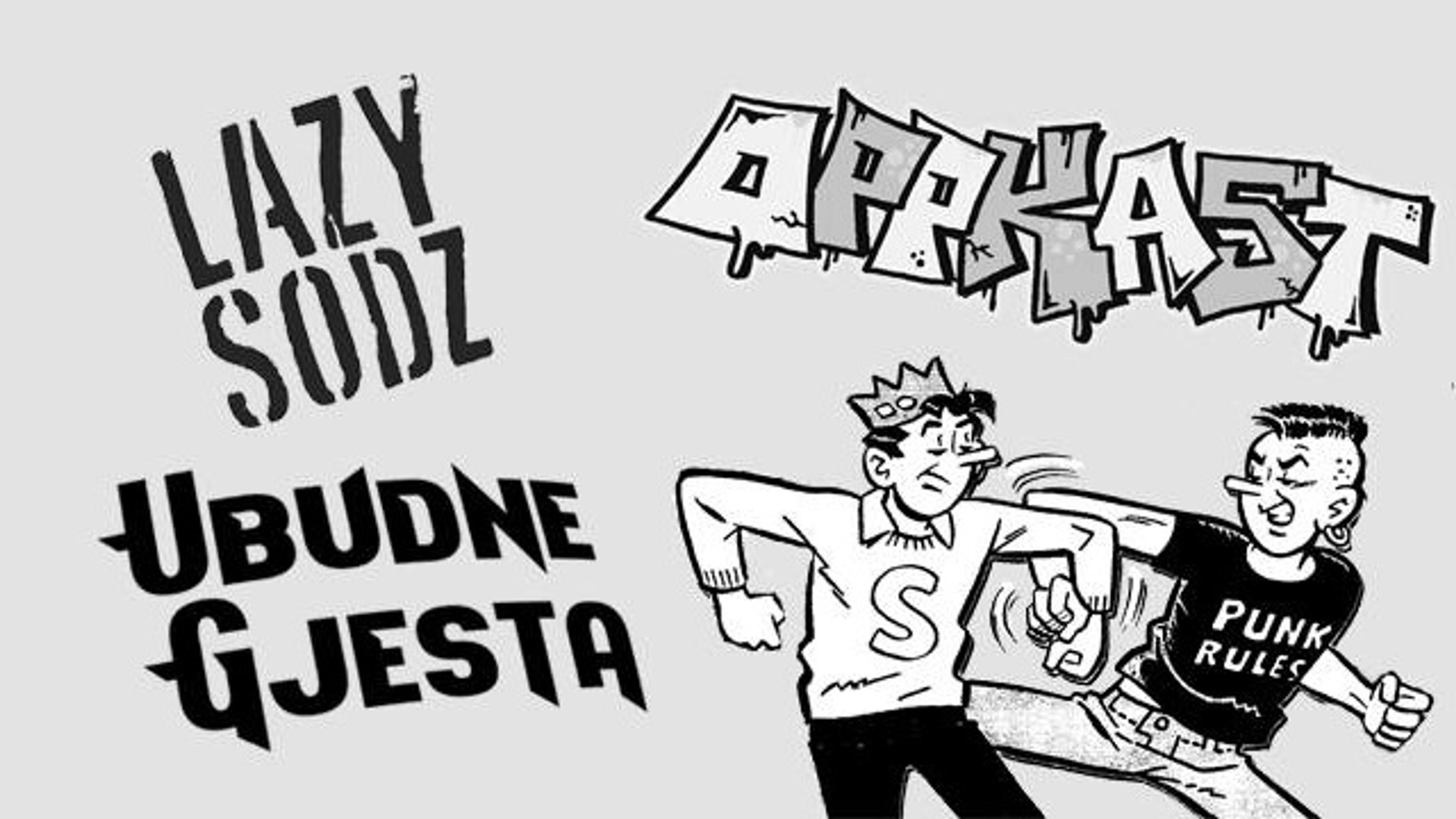 Promotional graphic for OPPKAST // LAZY SODZ // UBUDNE GJESTA
