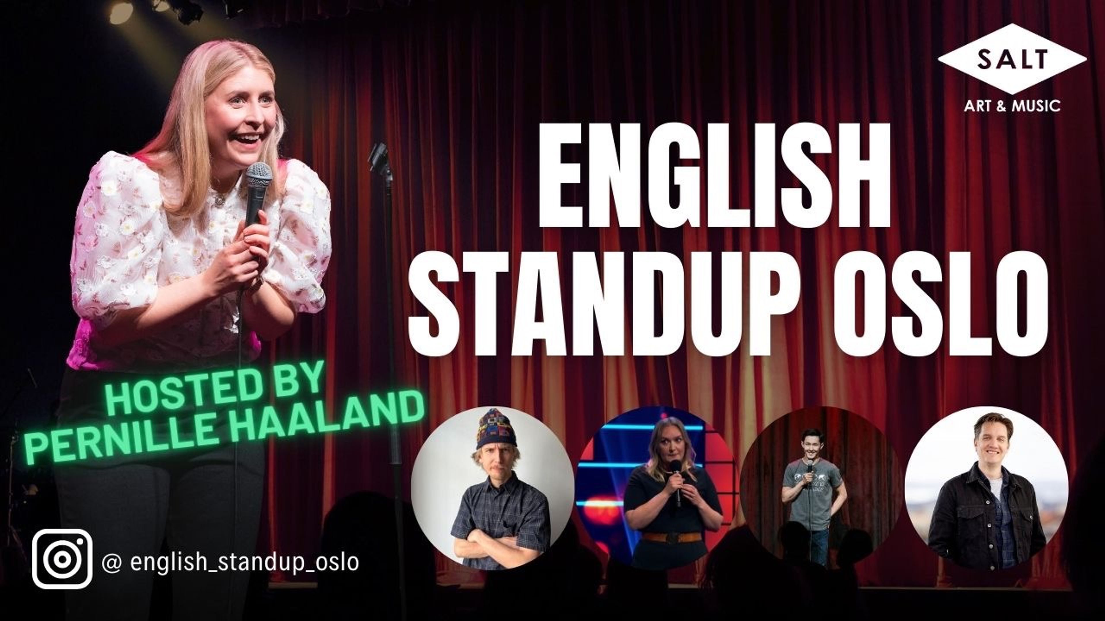 Promotional graphic for English Standup Oslo