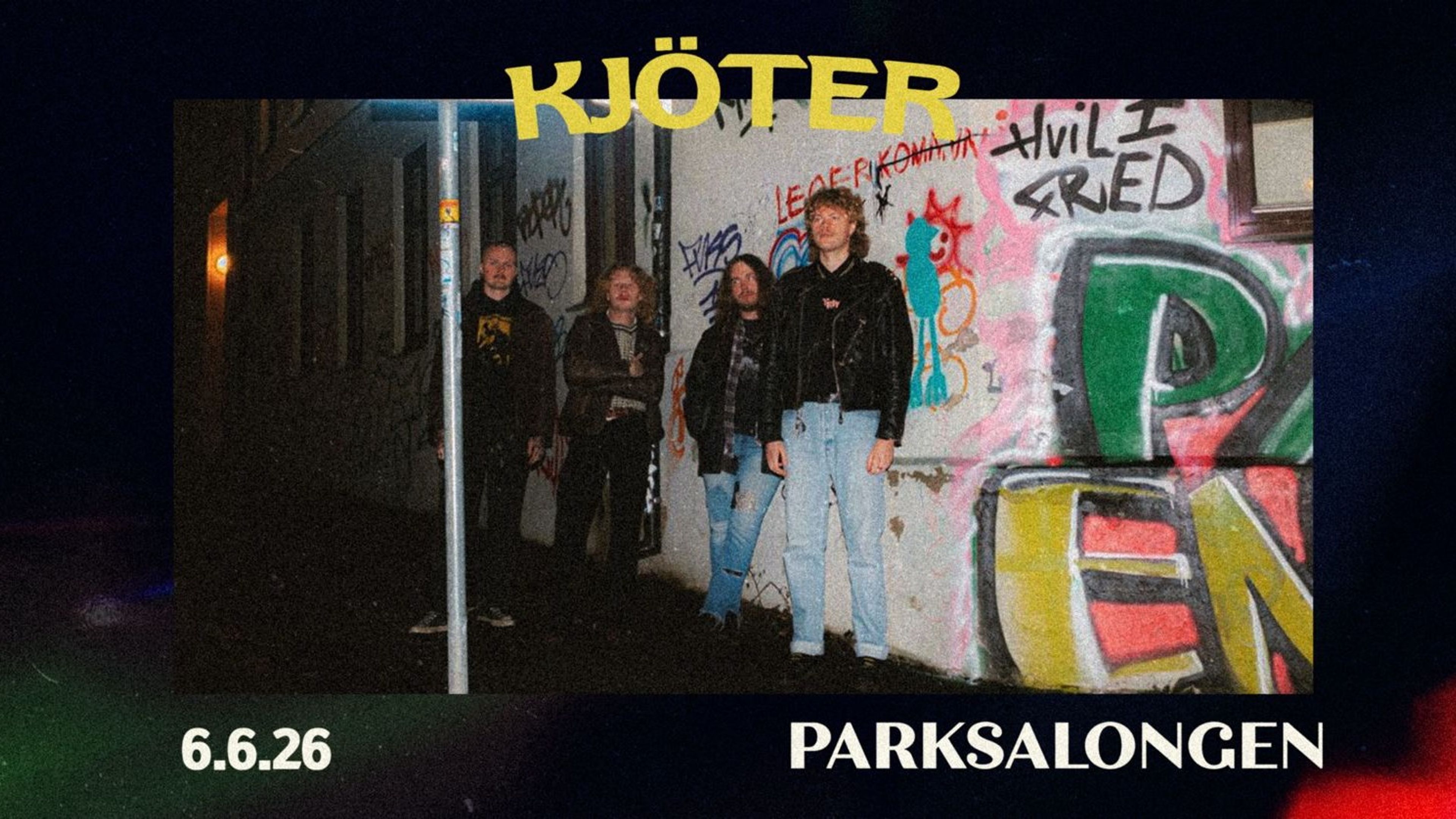 Promotional graphic for Kjöter: Danser med Djeleven // Supp: TBA