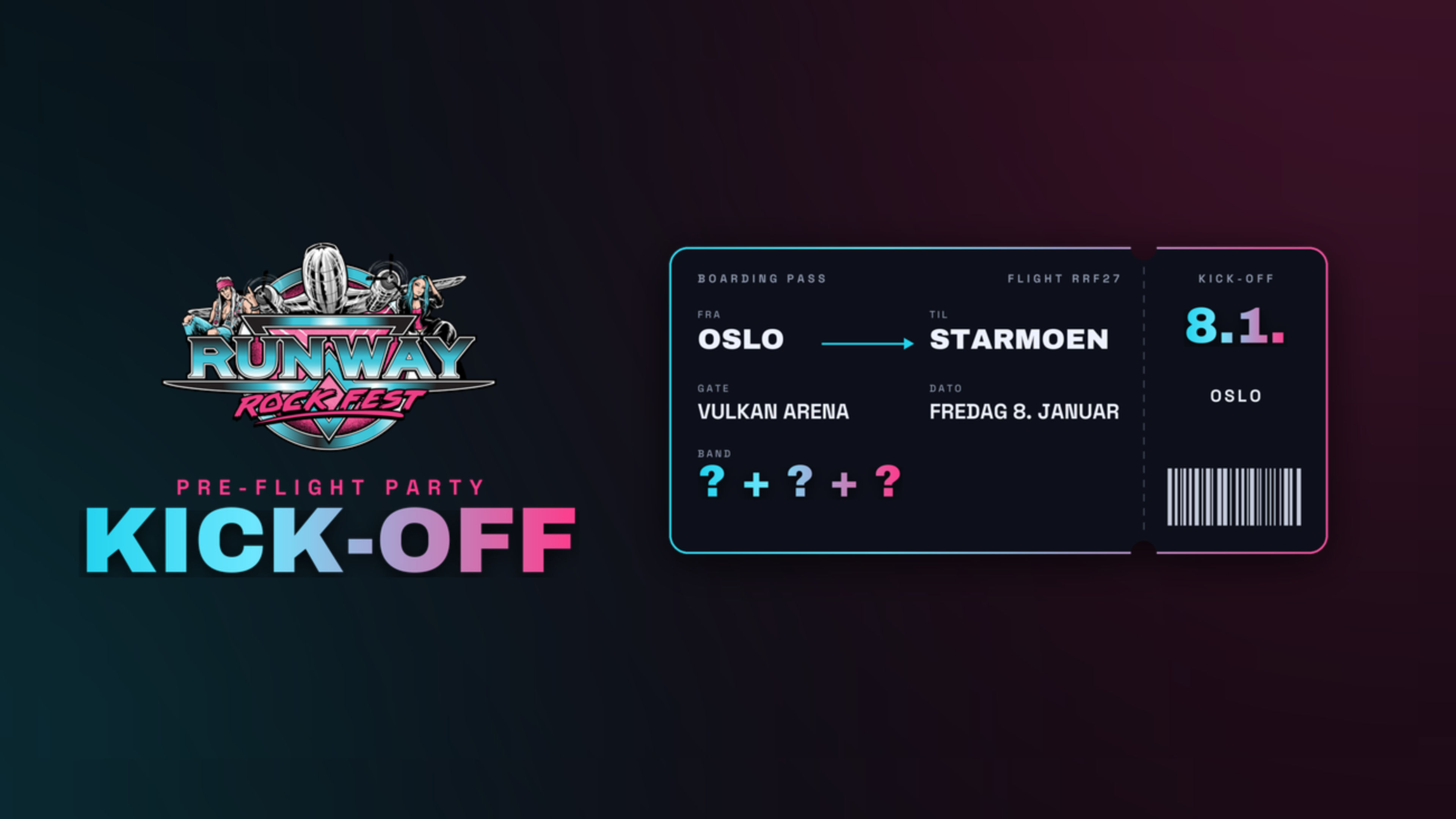 Promotiv grafikk for Runway Rock Fest Kick Off