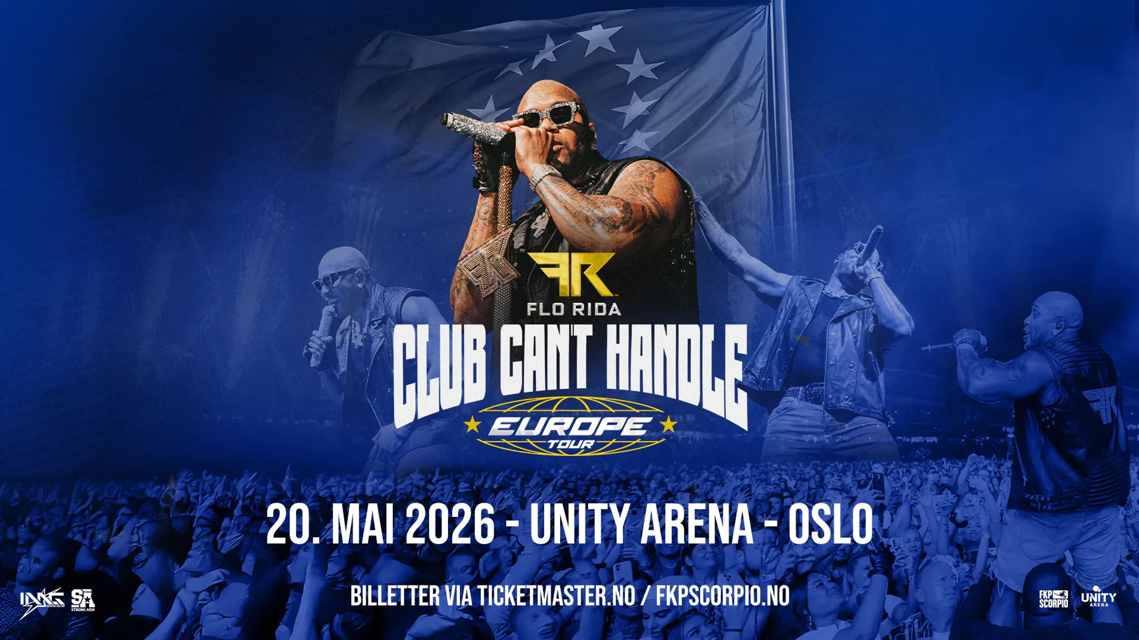 Promotional graphic for Flo Rida: Club Can’t Handle Europe Tour