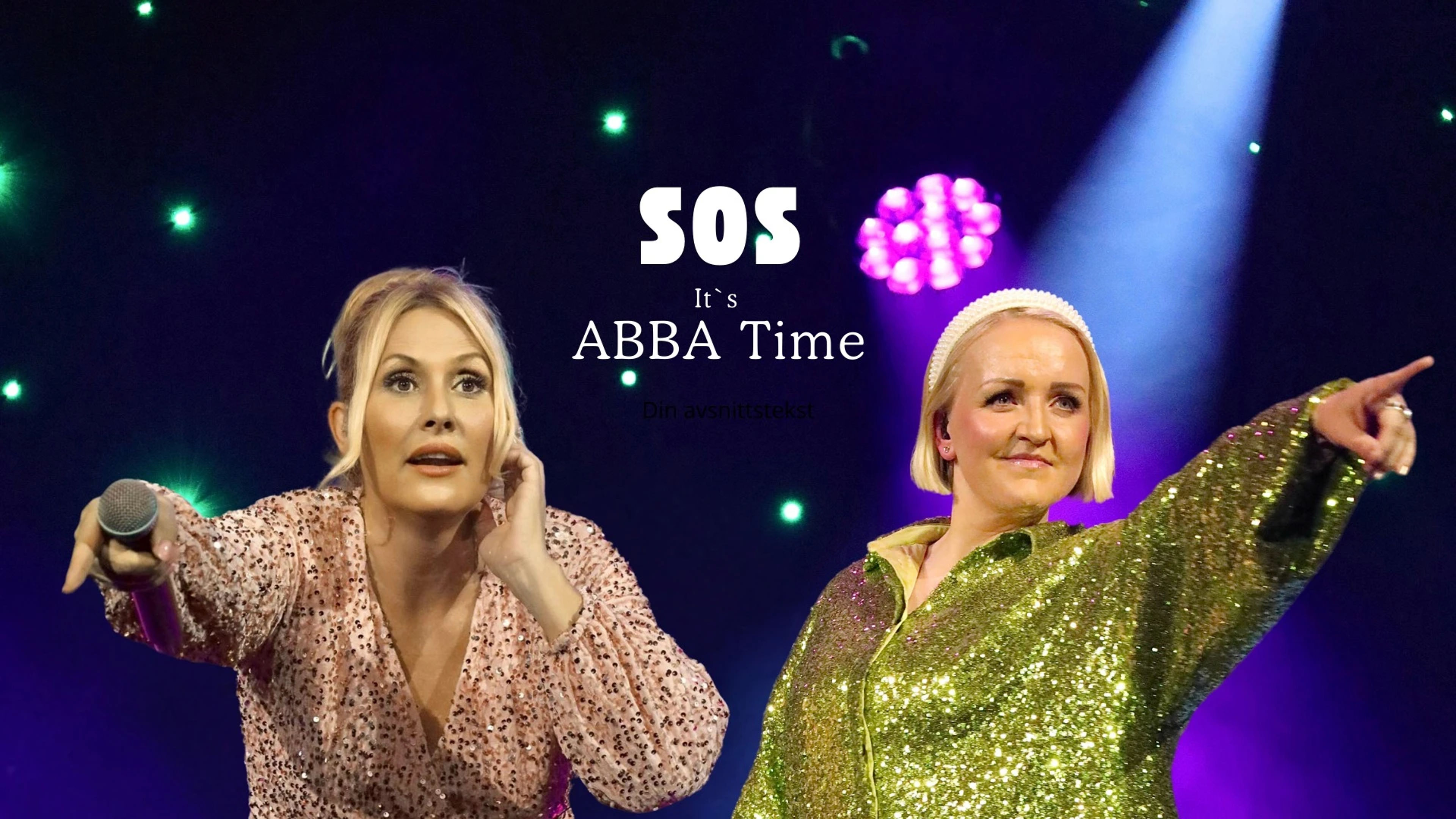 Promotional graphic for SOS - It's ABBA time