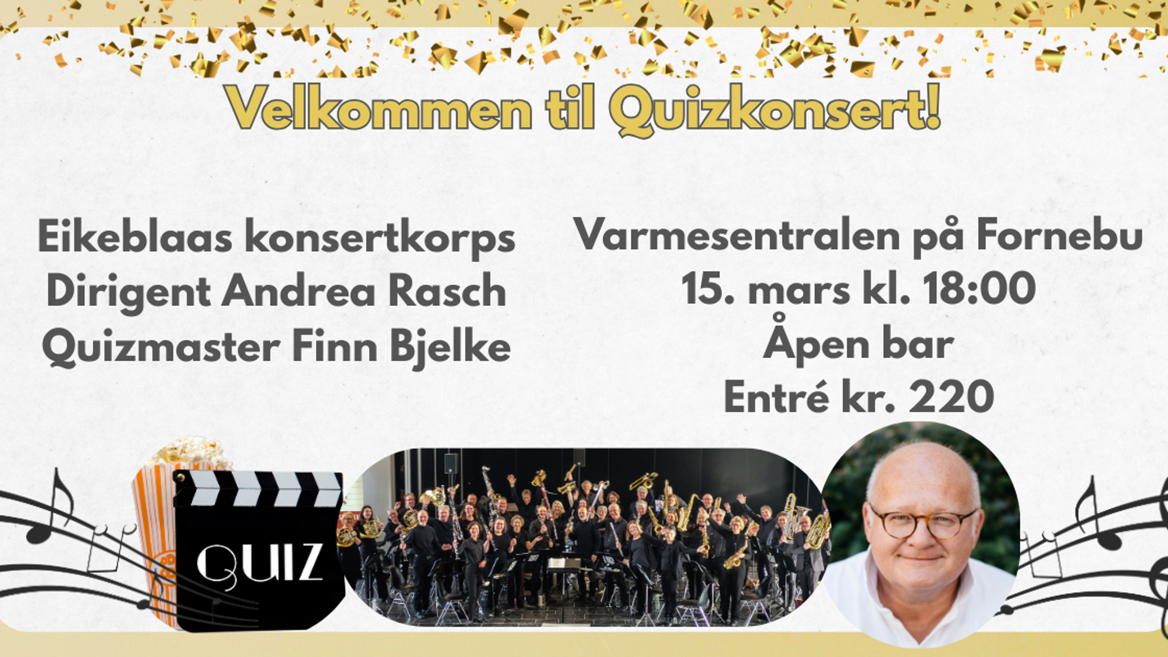 Promotional graphic for Quizkonsert med Eikeblaas // Varmesentralen