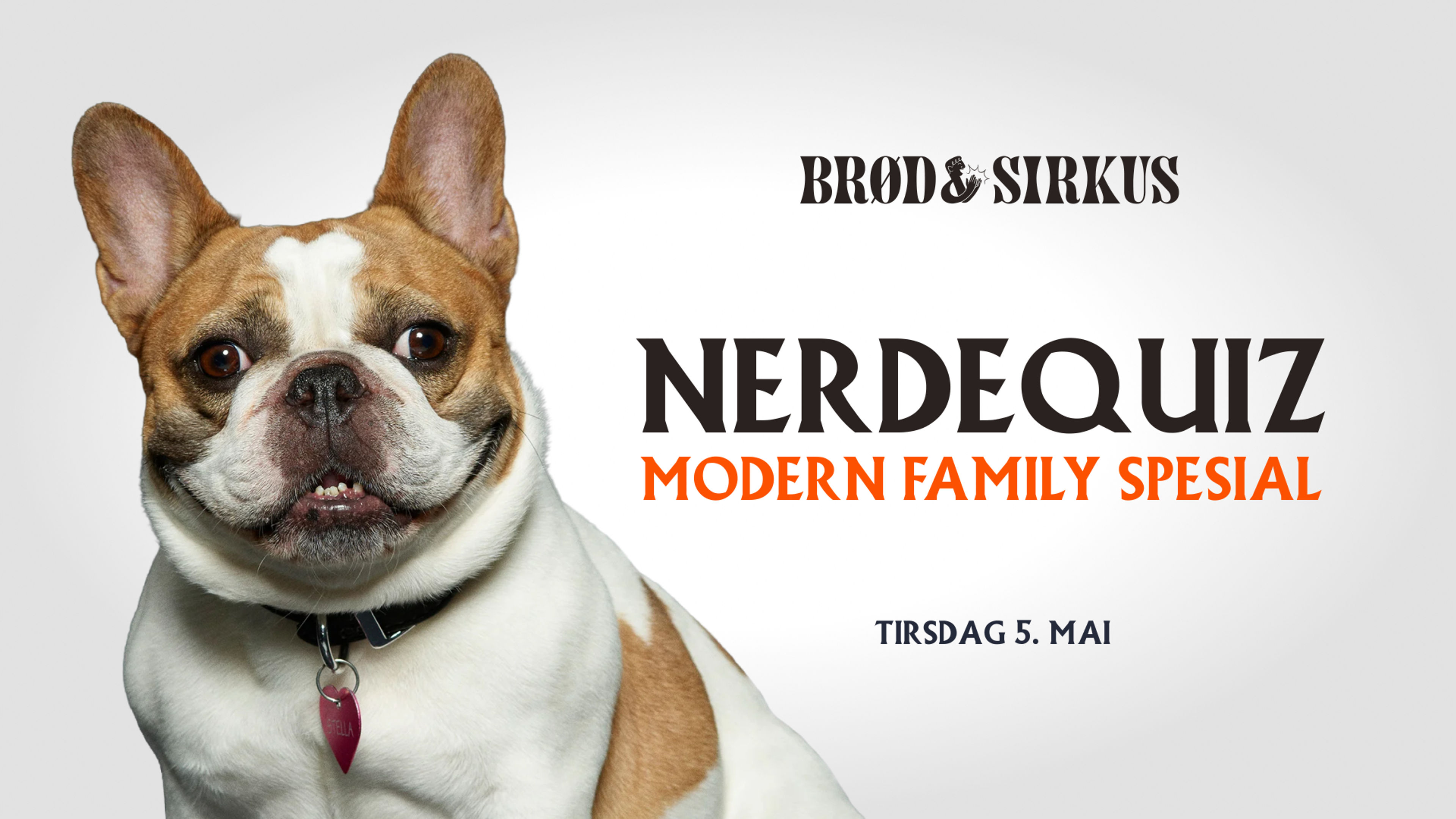 Promotional graphic for Nerdequiz: Tema - Modern Family på Brød & Sirkus!