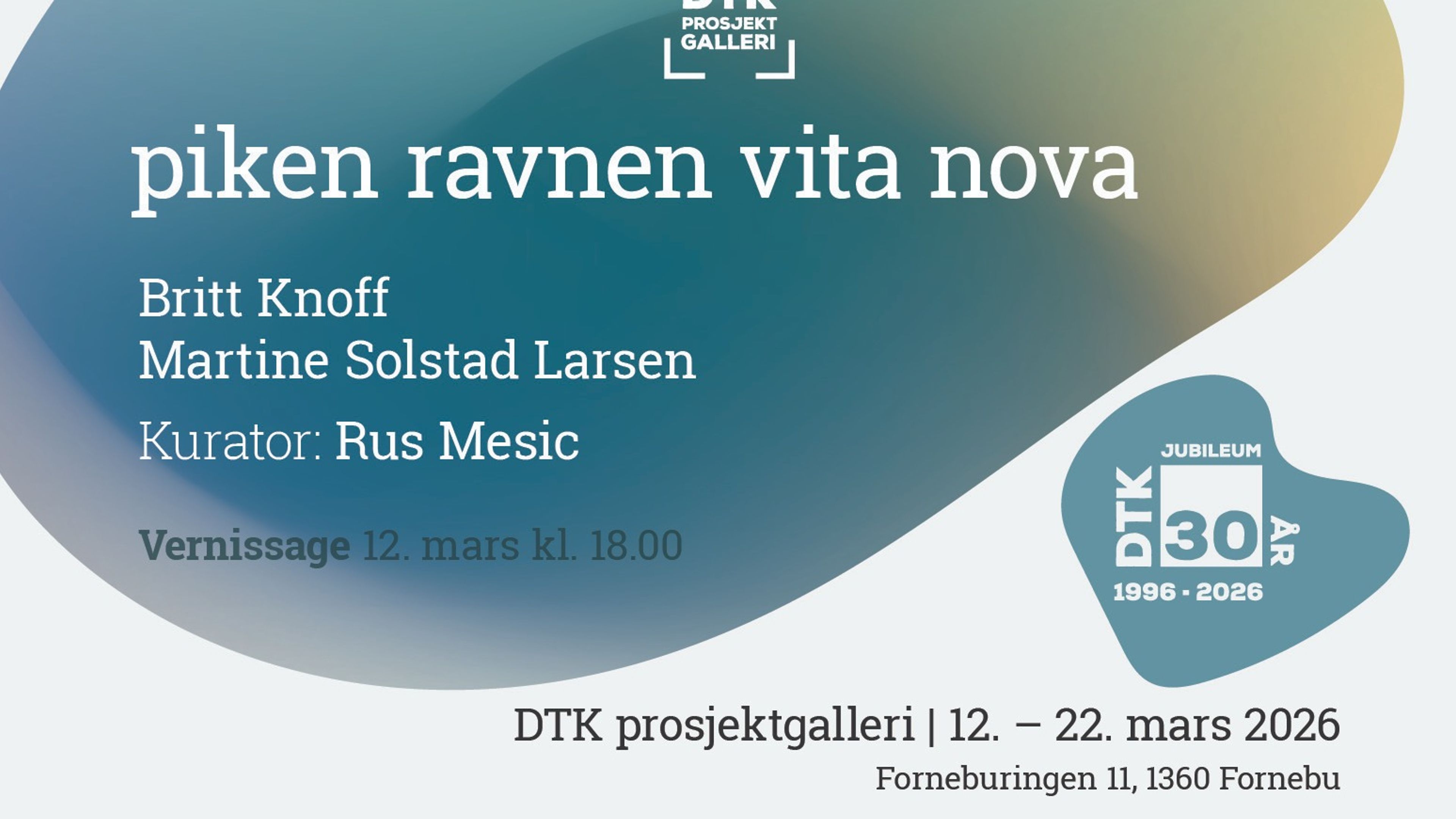 Promotional graphic for Utstilling "piken ravnen vita nova" // DTK prosjektgalleri