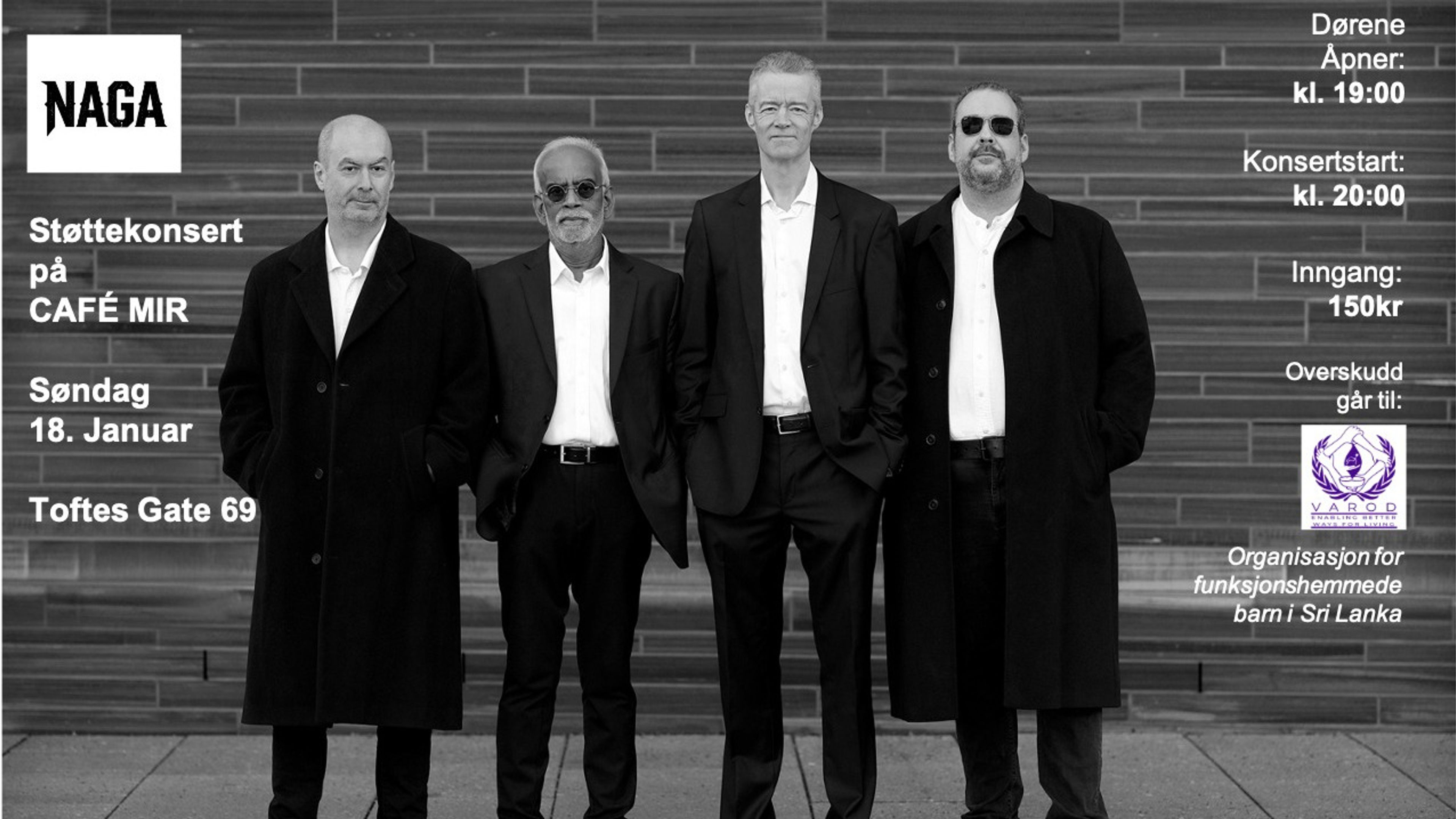 Promotional graphic for NAGA støttekonsert
