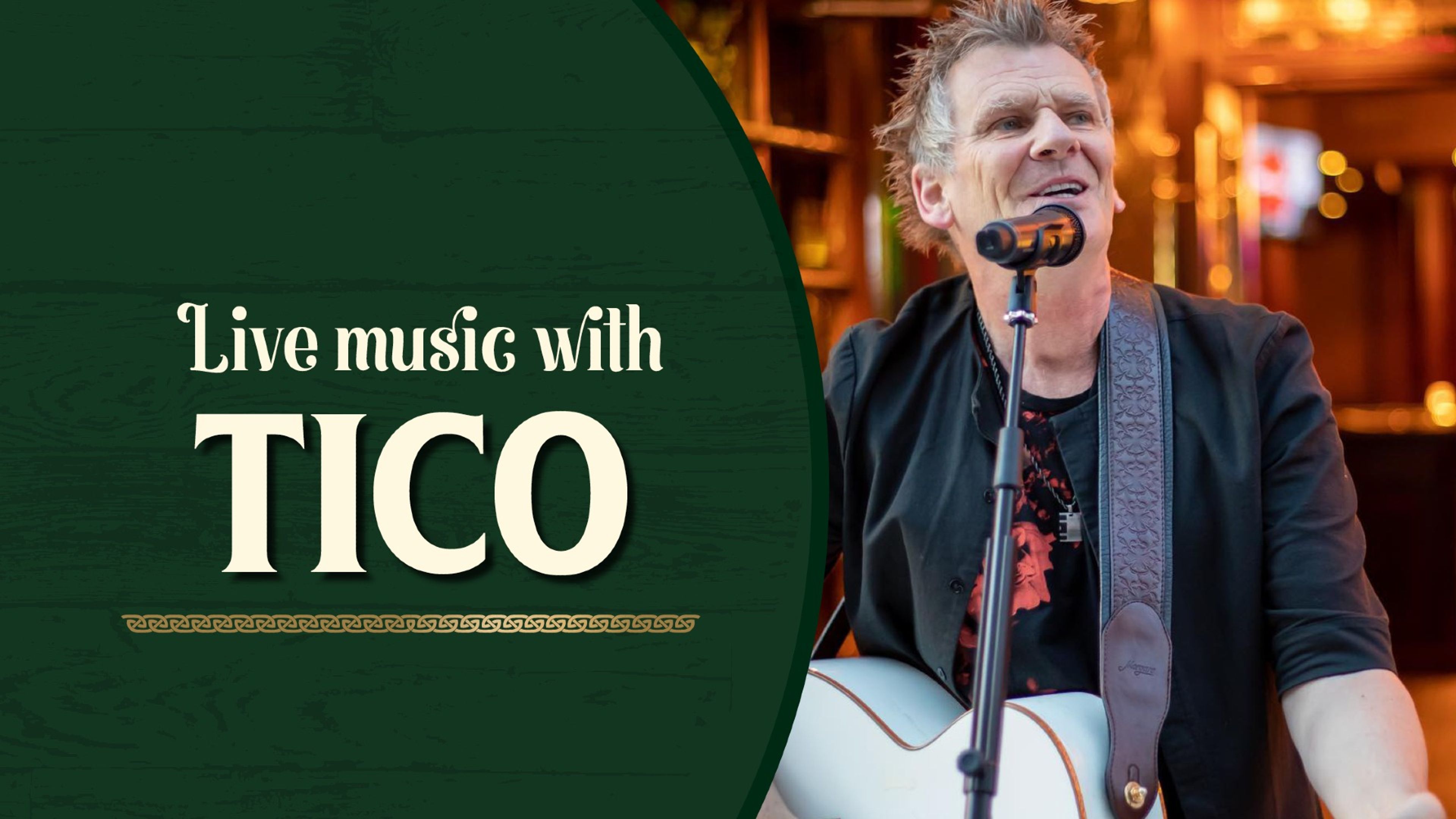 Promotional graphic for Livemusikk // Tico 