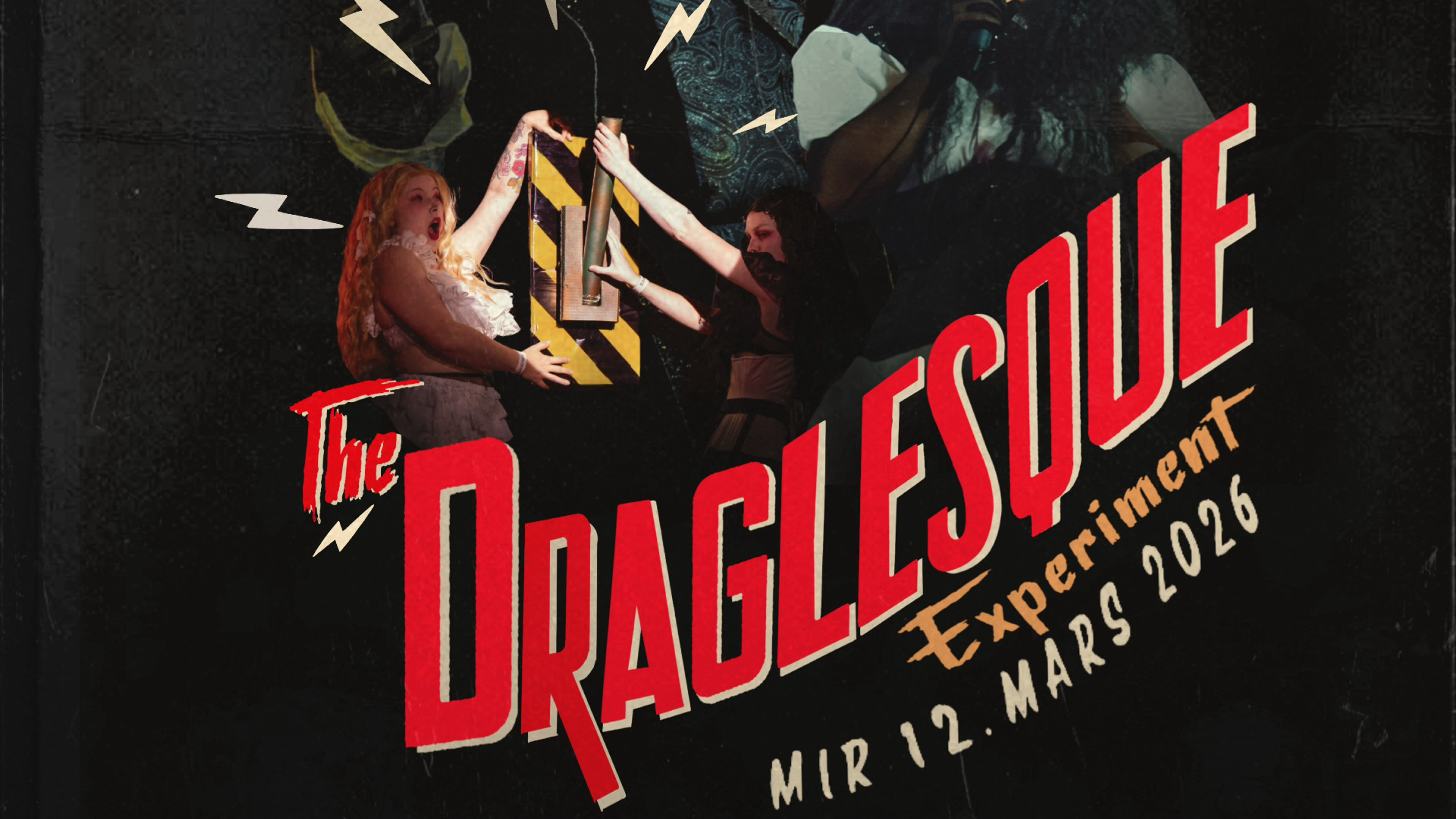 Promotional graphic for Draglesque-The experiment-The Grandhog Day