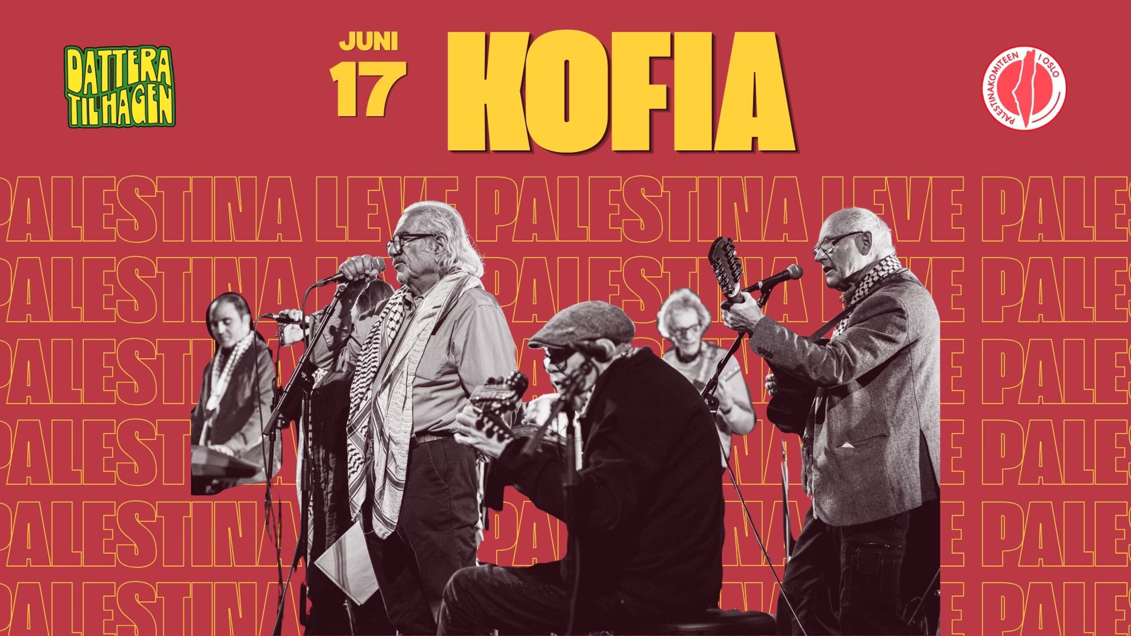 Promotional graphic for Palestinakomiteen pres: KOFIA