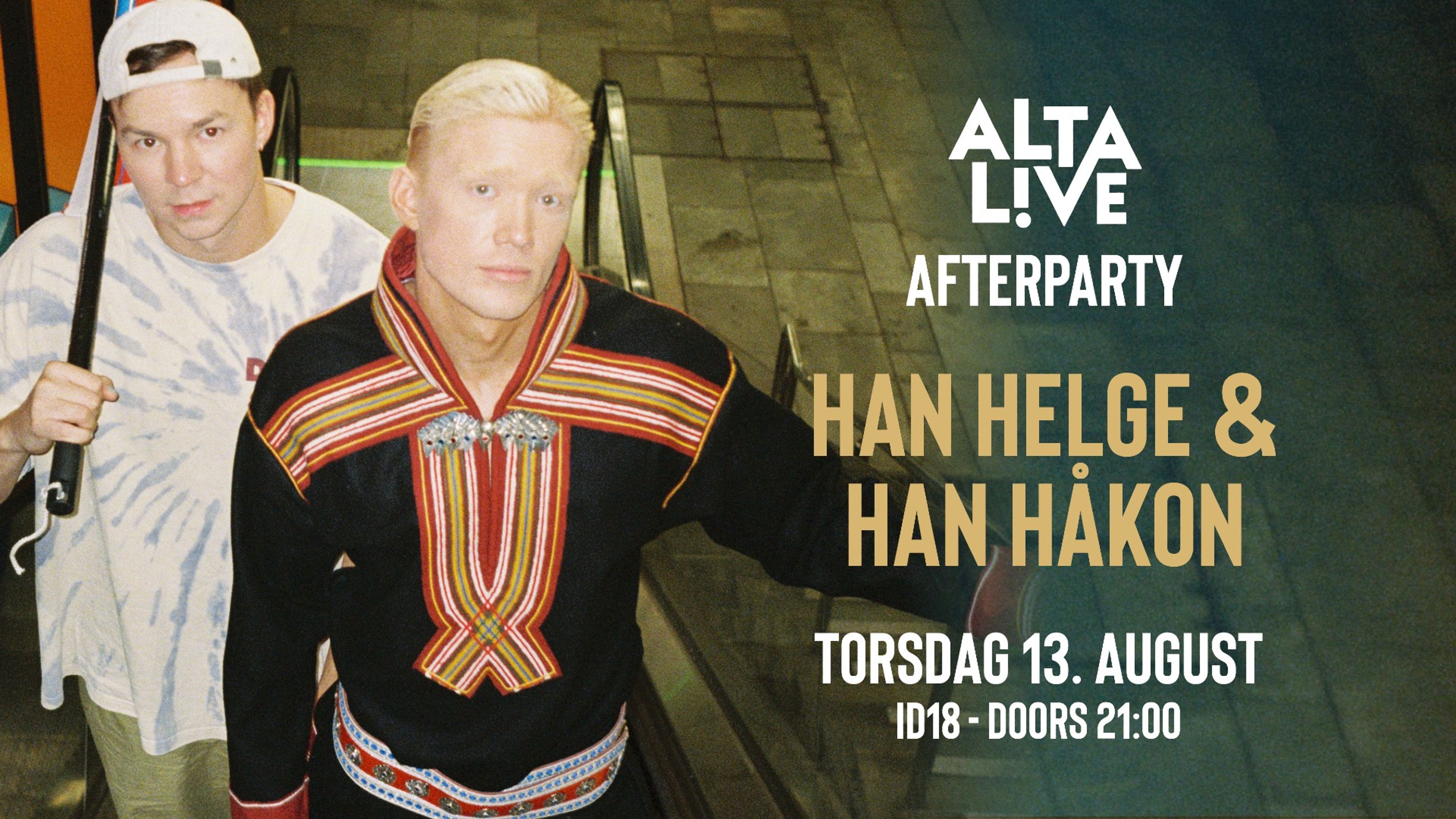 Promotional graphic for Han Helge & Han Håkon - Afterparty Alta Live 2026 // Rabagast, Alta