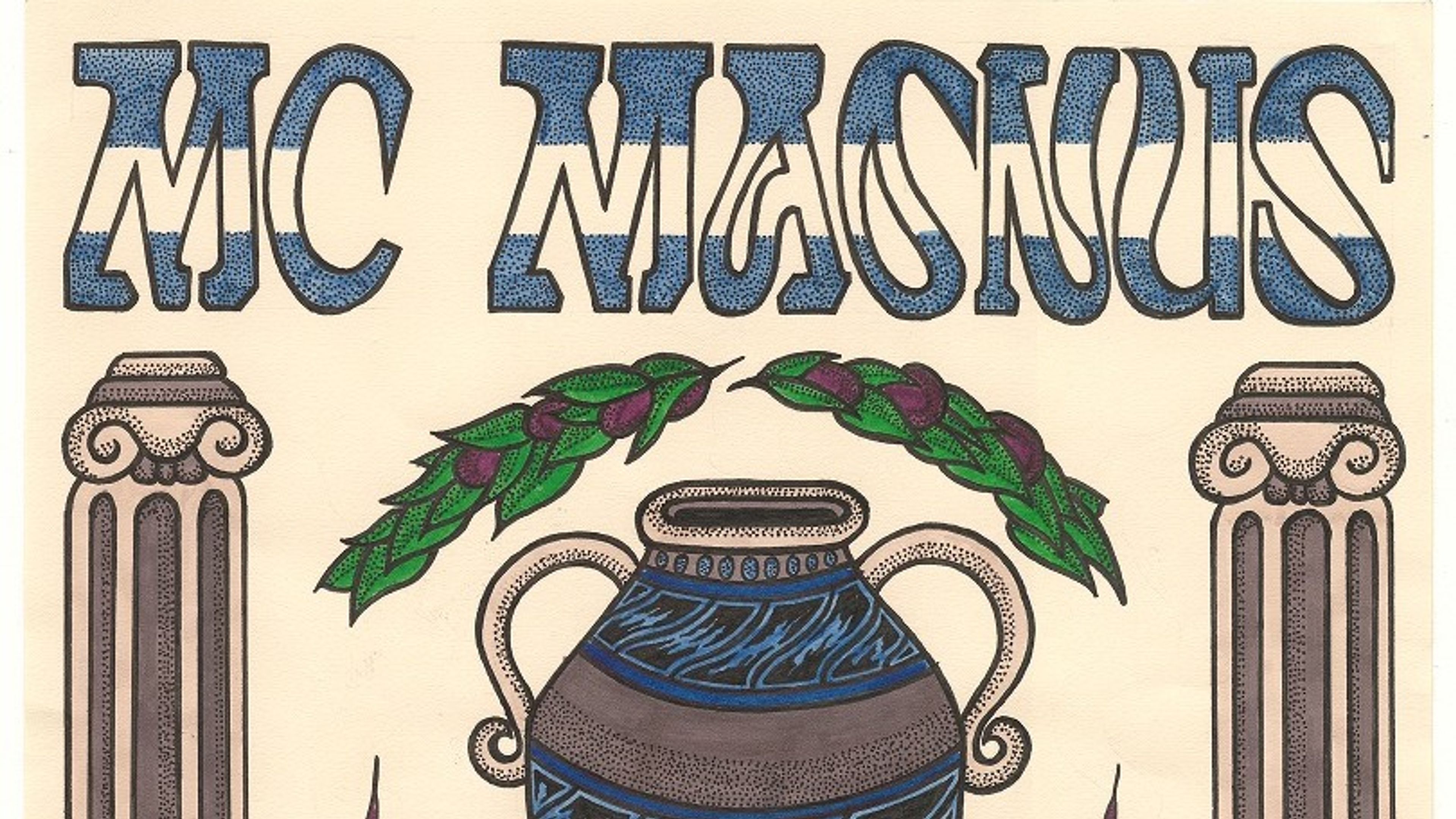 Promotional graphic for MC Magnus & Chingo: Greske Gaver slippfest // Support :  Turbo & Sinsenprinsen