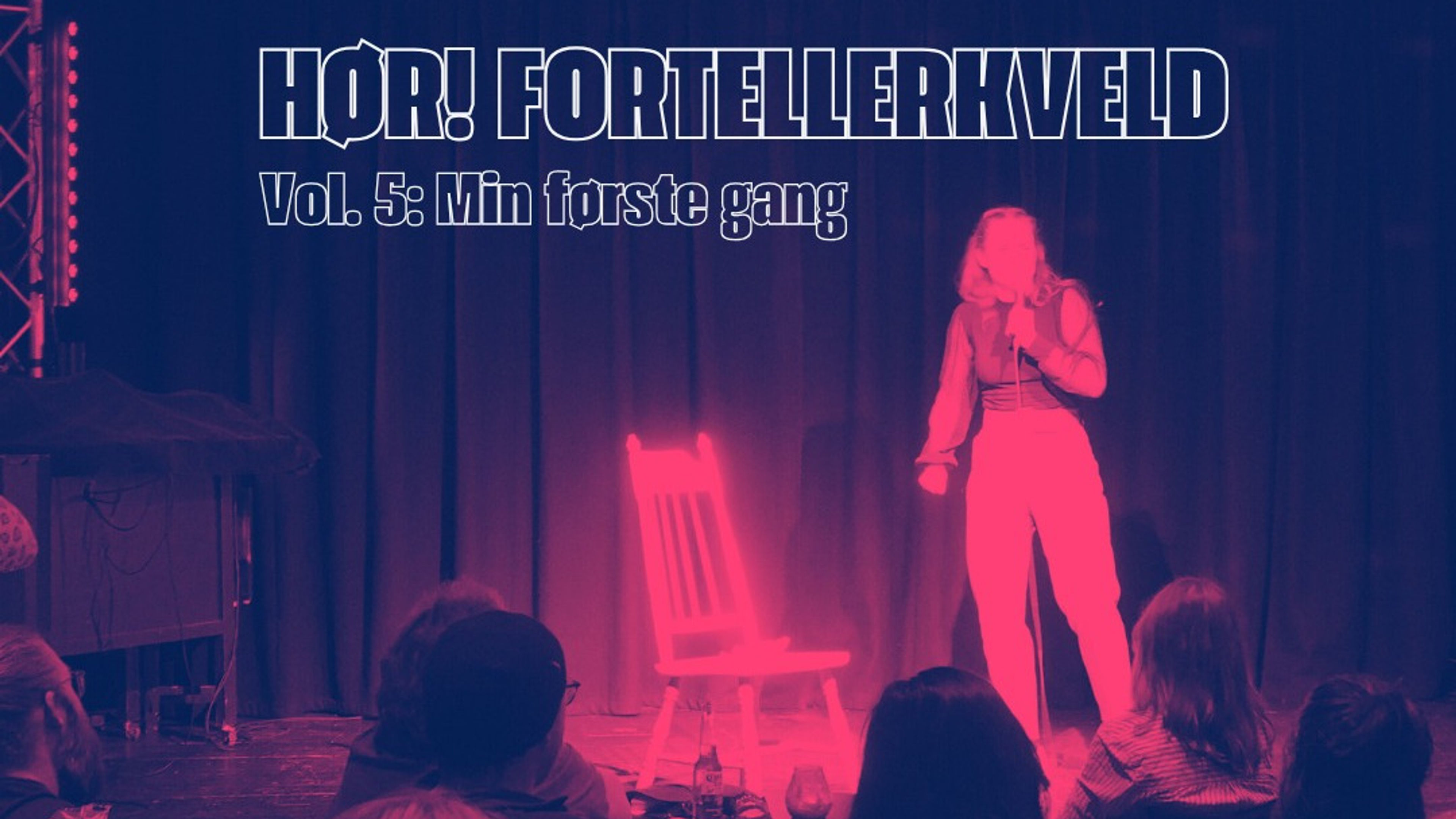Promotional graphic for Hør! Fortellerkveld på MIR Lufthavna
