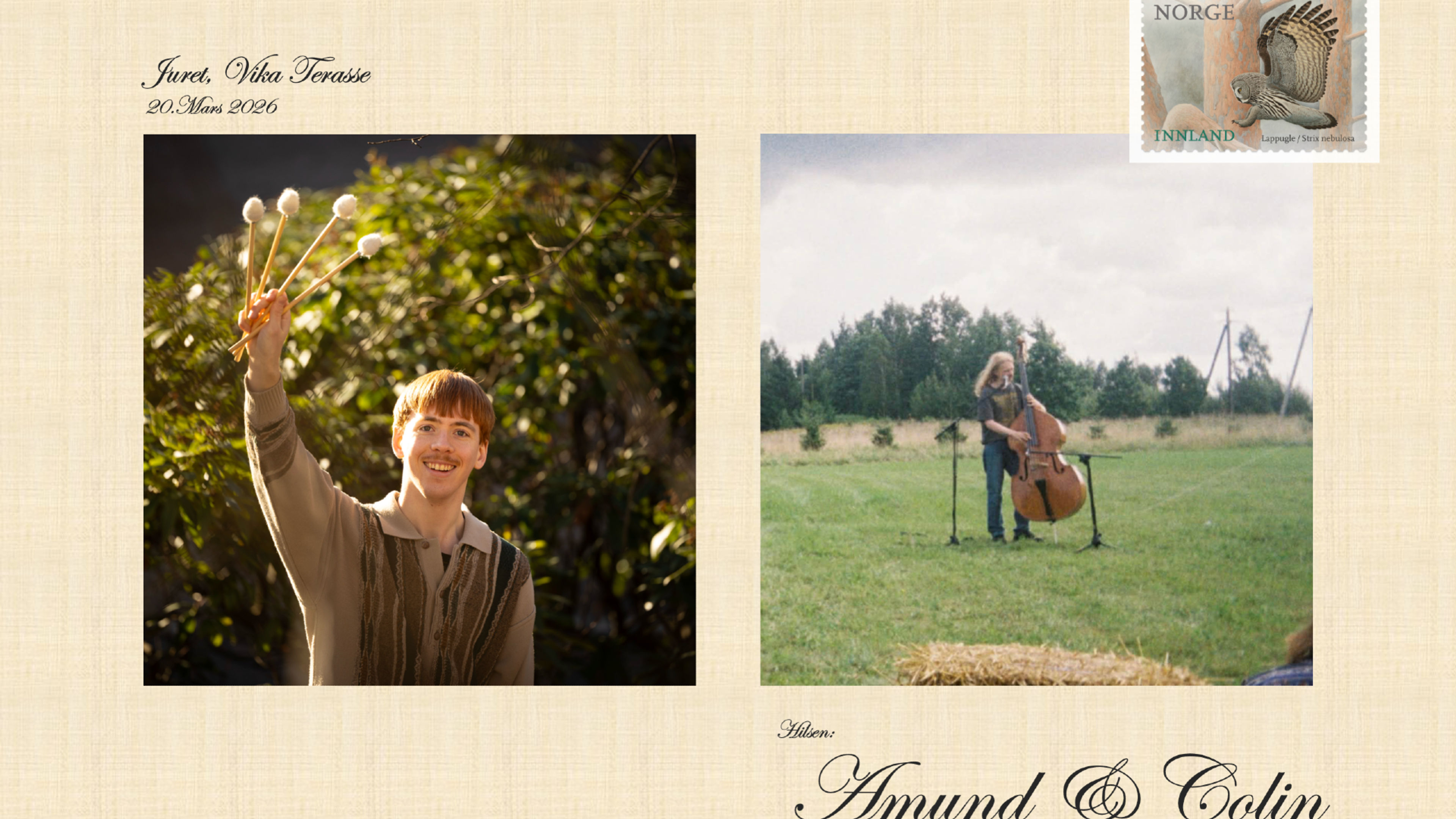 Promotional graphic for Amund & Colin // Juret