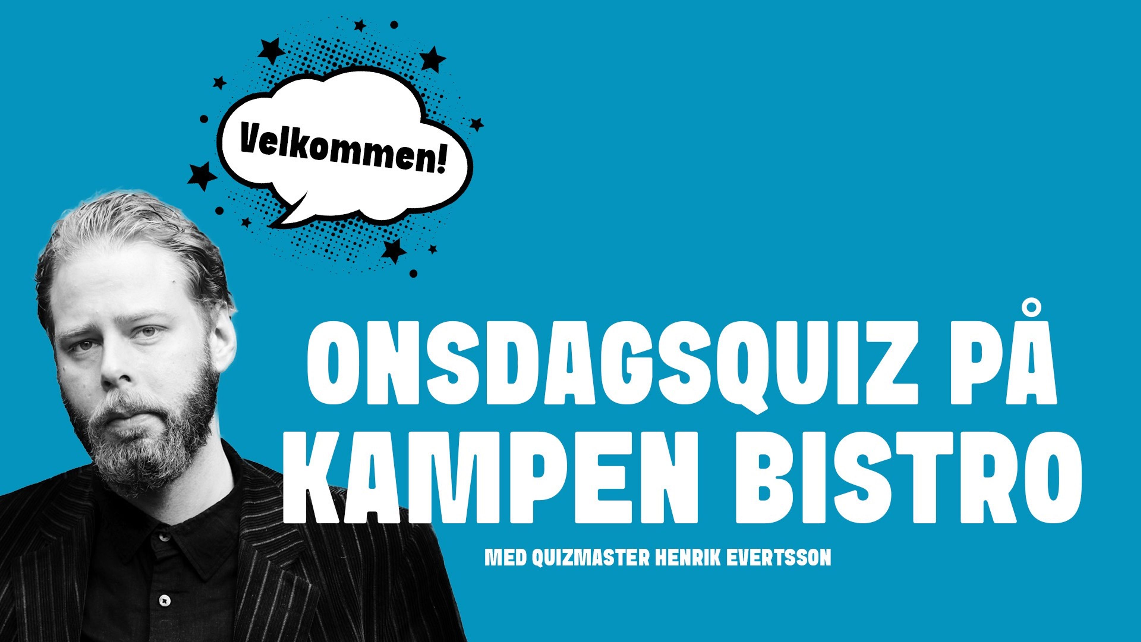 Promotional graphic for Onsdagsquiz på Kampen Bistro