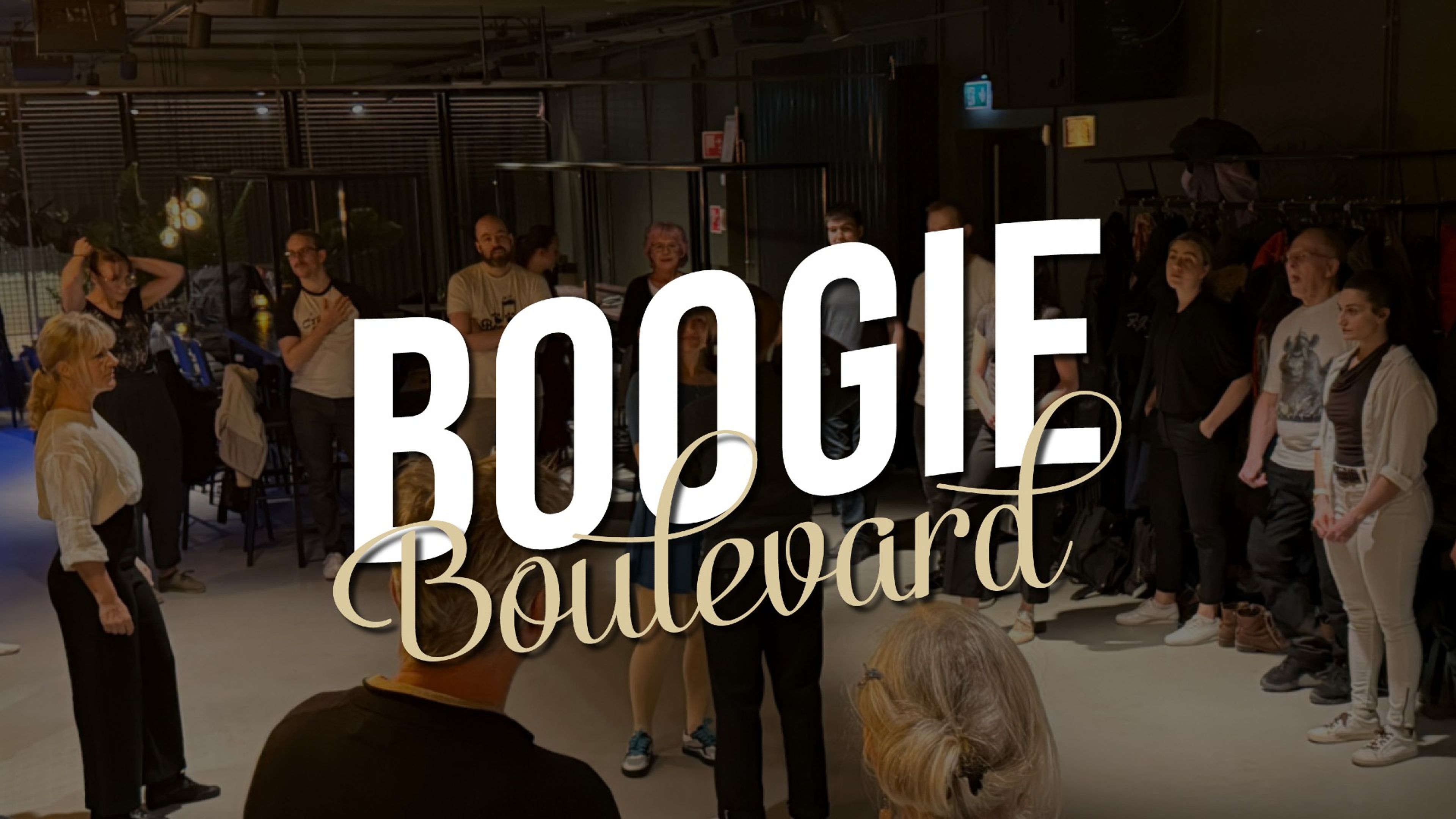 Promotional graphic for Boogie Boulevard - Sosialdans på Grønland Boulebar