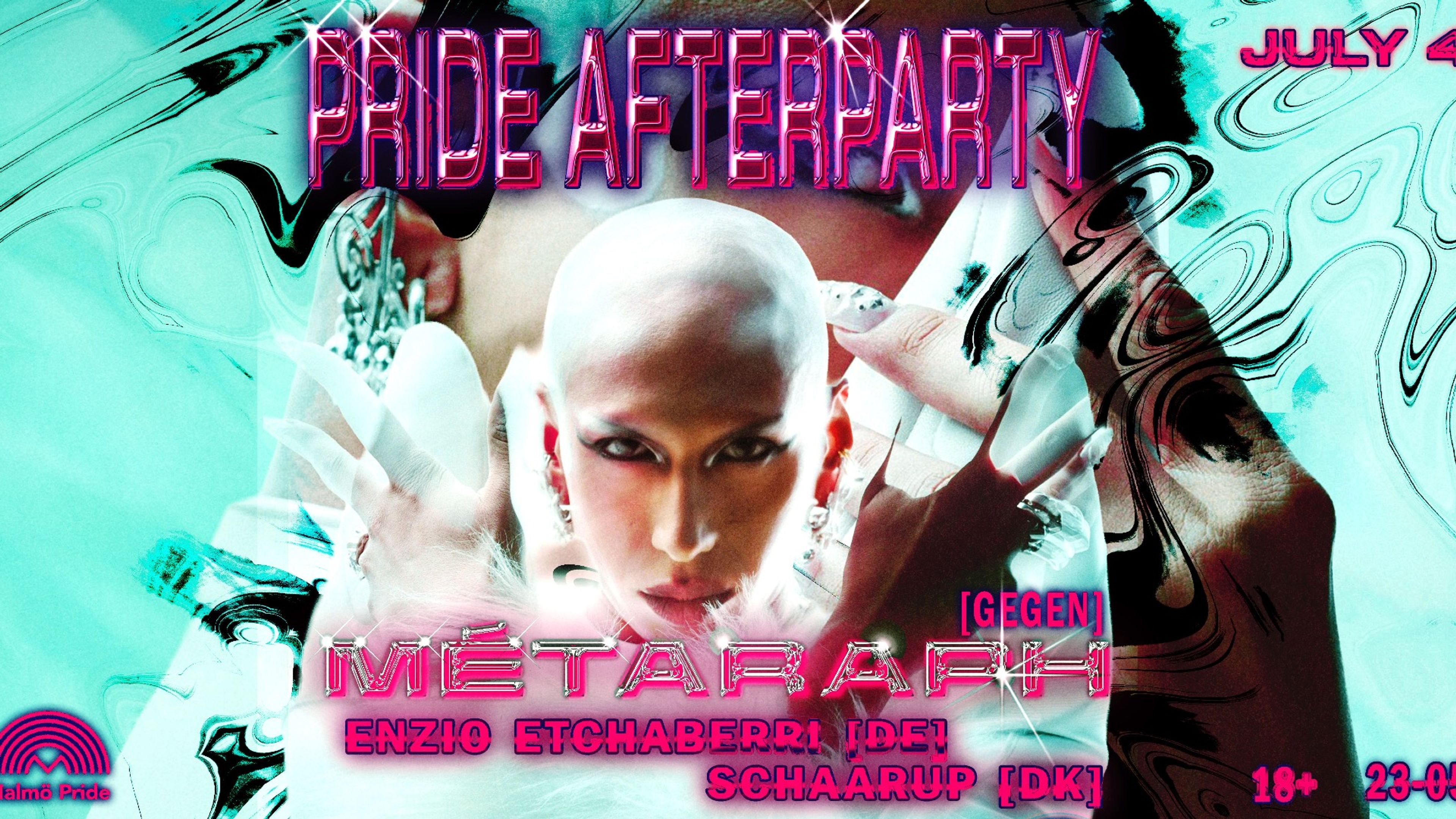 Promotional graphic for PRIDE AFTERPARTY: Métaraph [GEGEN]  | Enzio Etchaberri [DE] | SCHAARUP [DK]