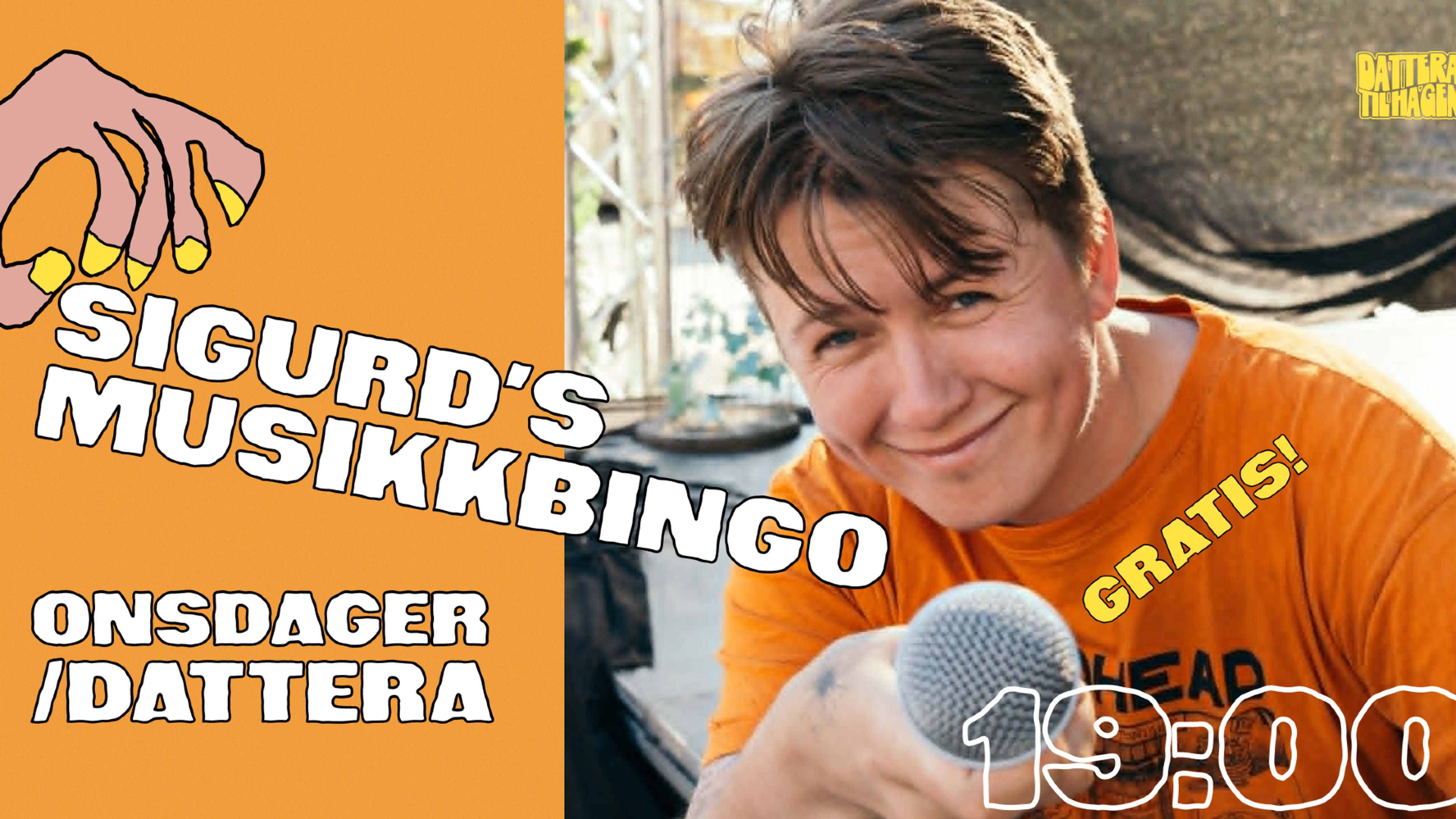 Promotional graphic for Musikkbingo med Sigurd - Hver onsdag!