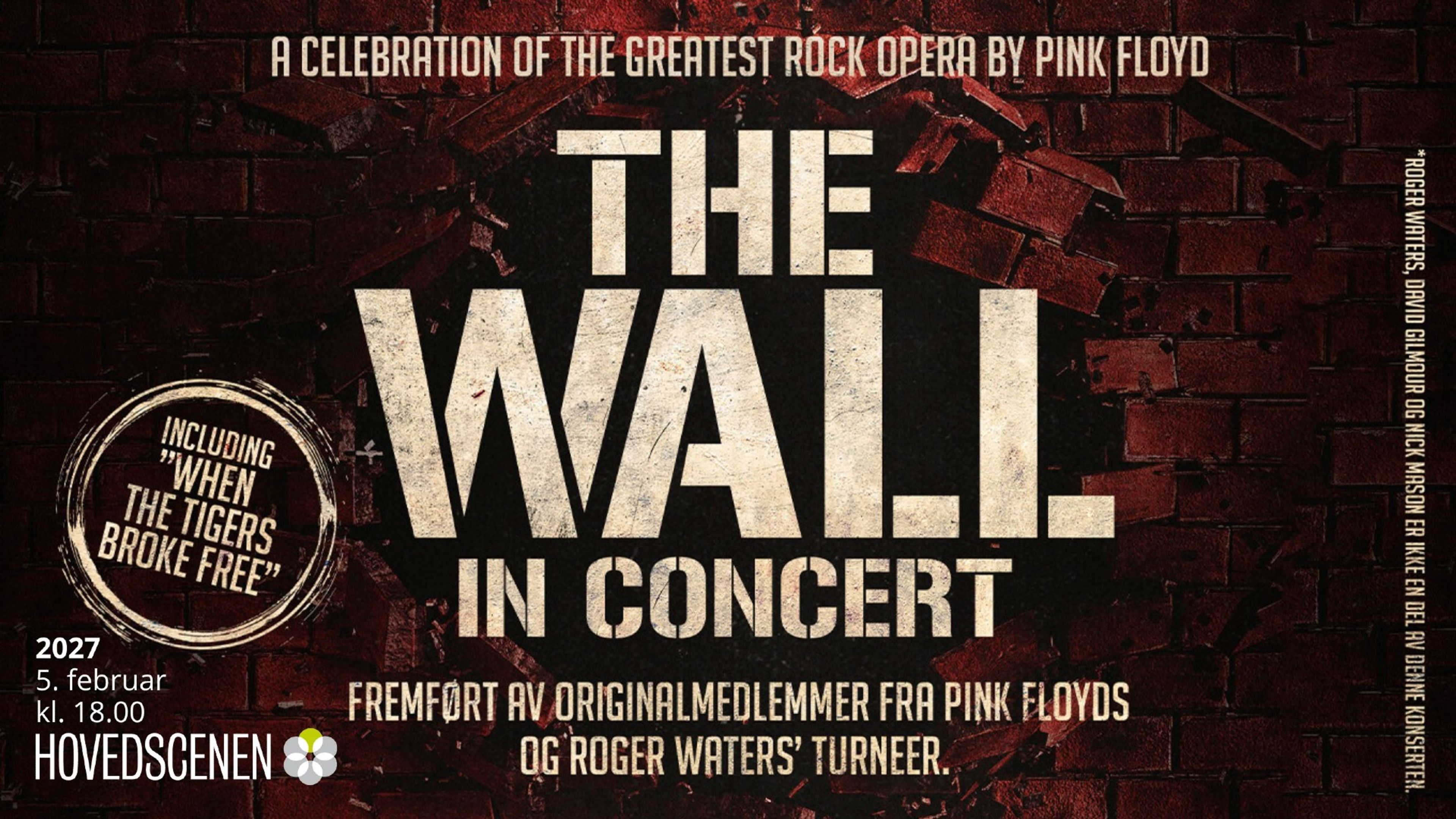 Promotional graphic for Pink Floyd’s The Wall – in concert