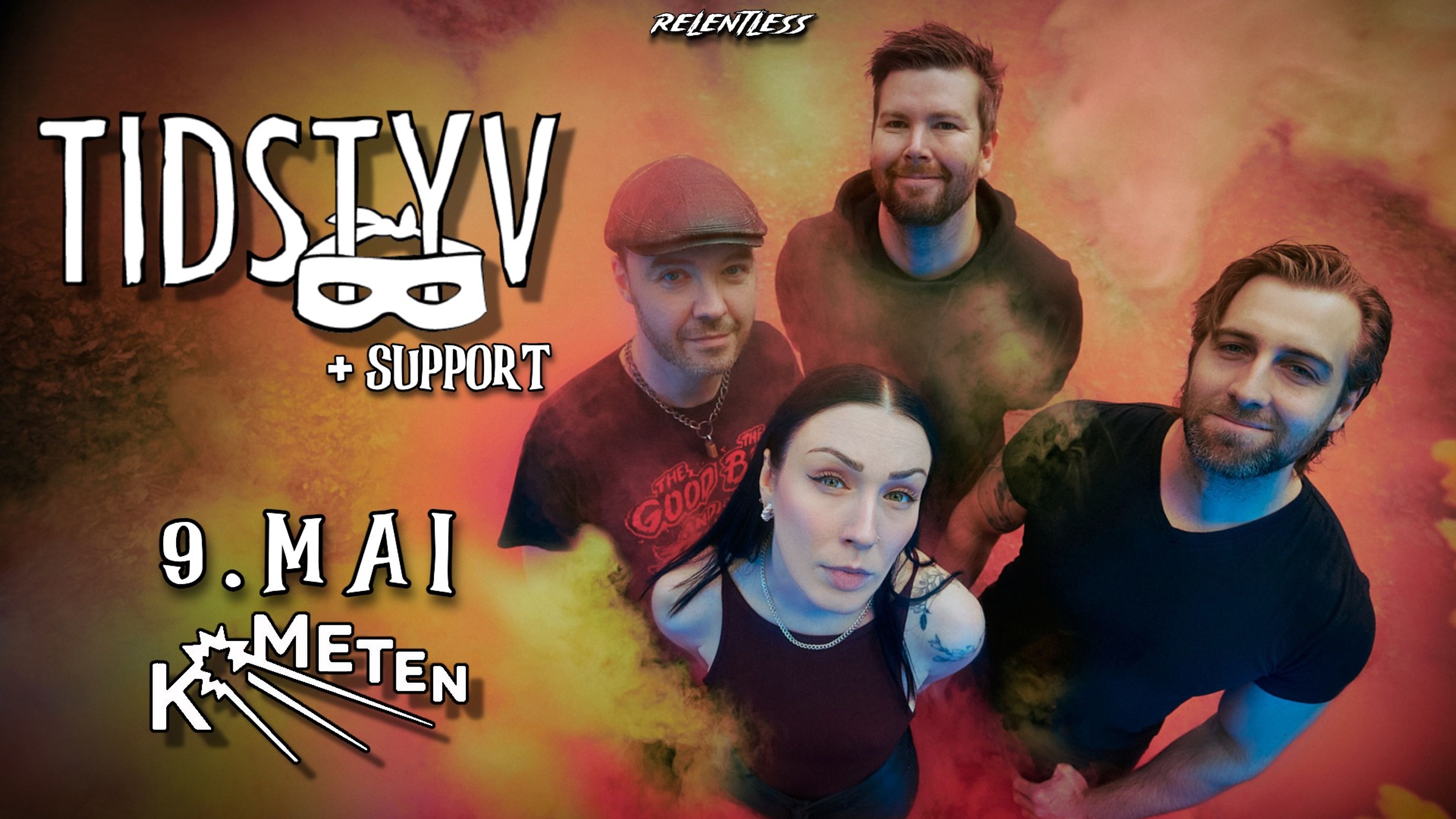 Promotional graphic for Tidstyv + Dangeface // Kometen