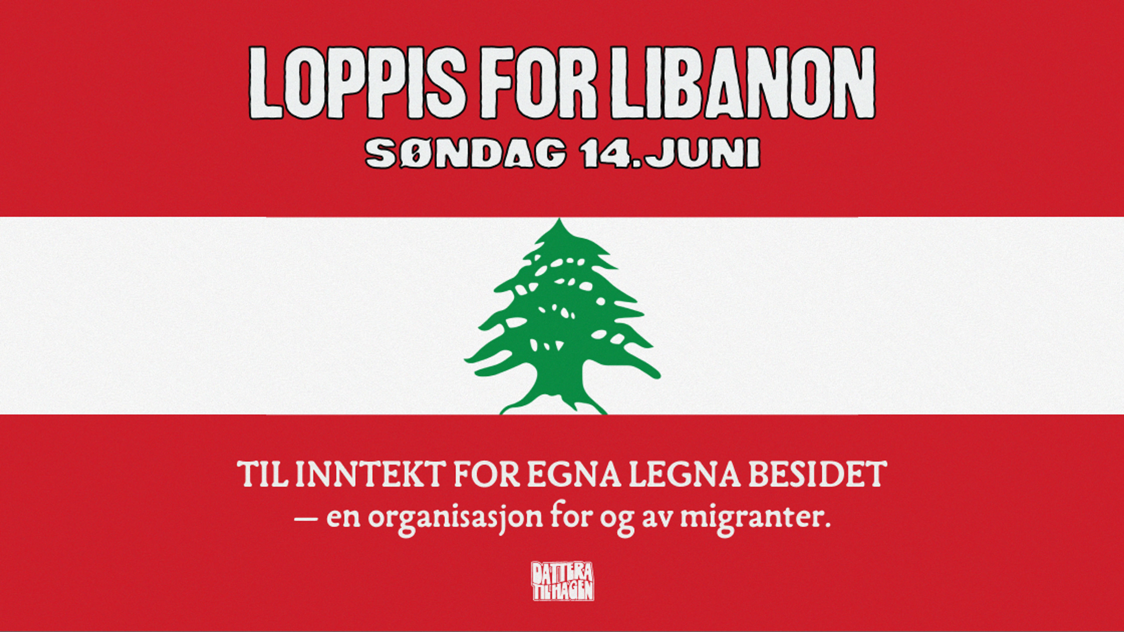 Promotional graphic for Loppis for Libanon