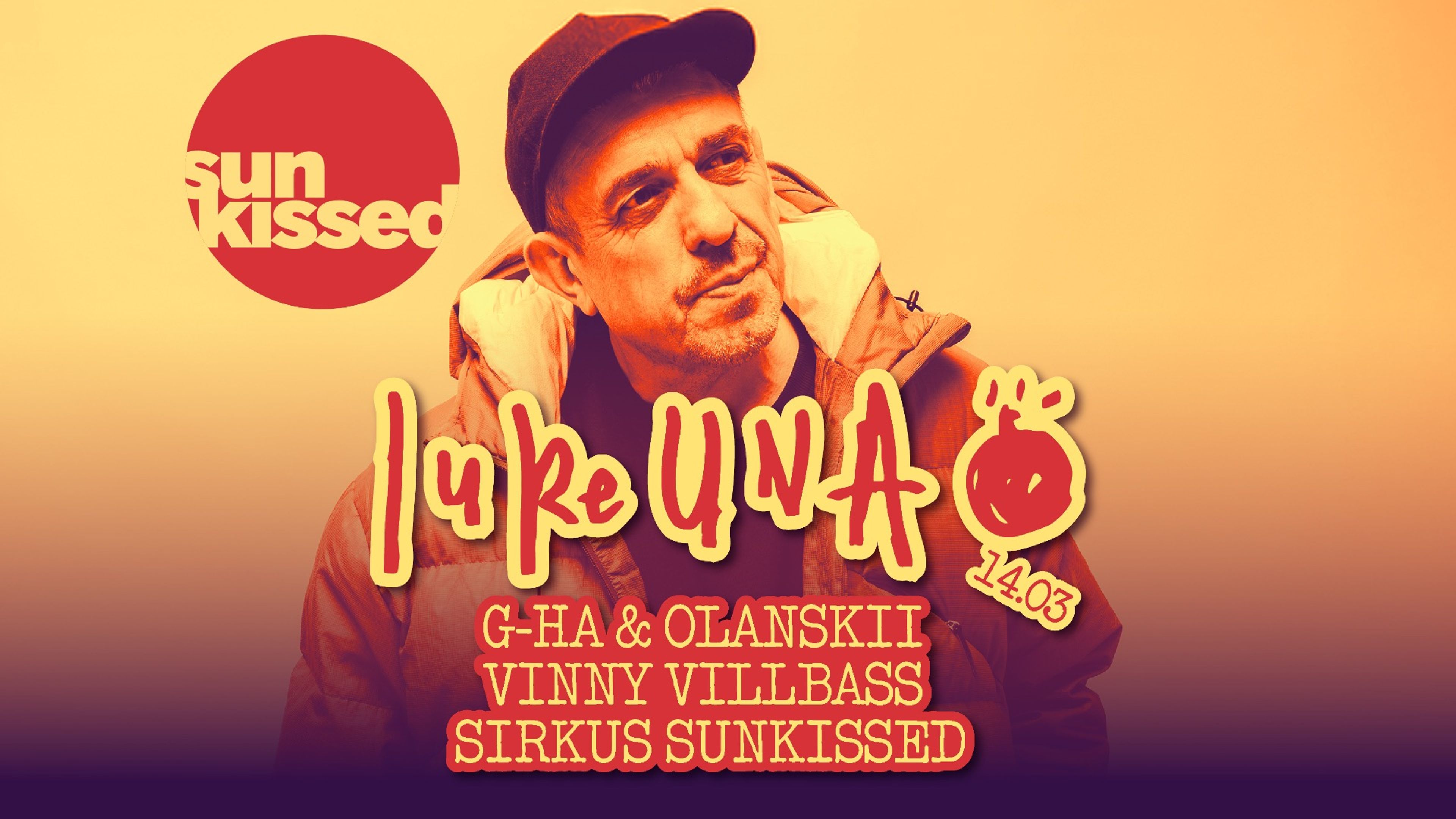 Promotional graphic for Nightflight x Sunkissed: Luke Una