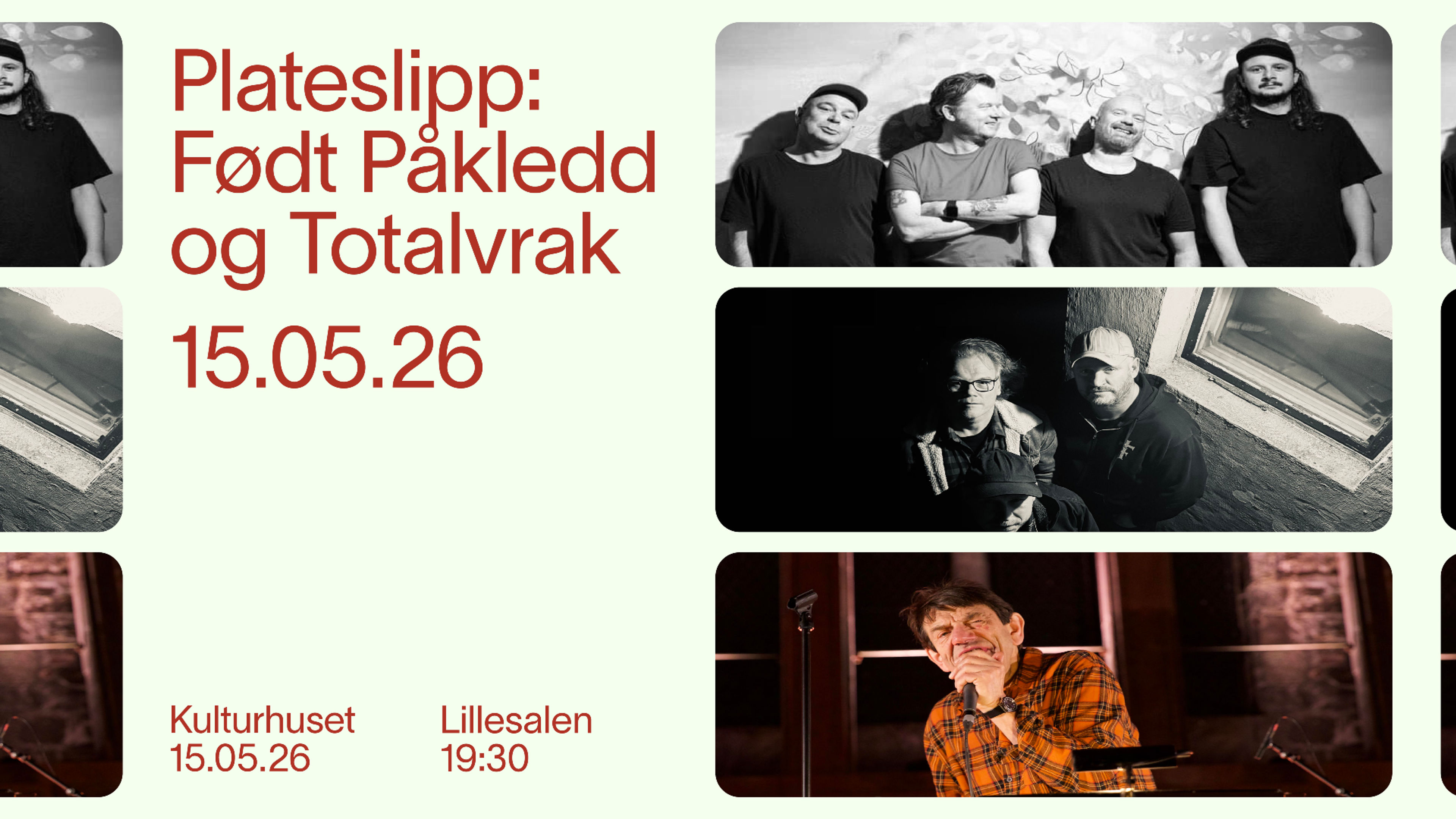 Promotional graphic for  Plateslipp med Født Påkledd og Totalvrak 15.05.26