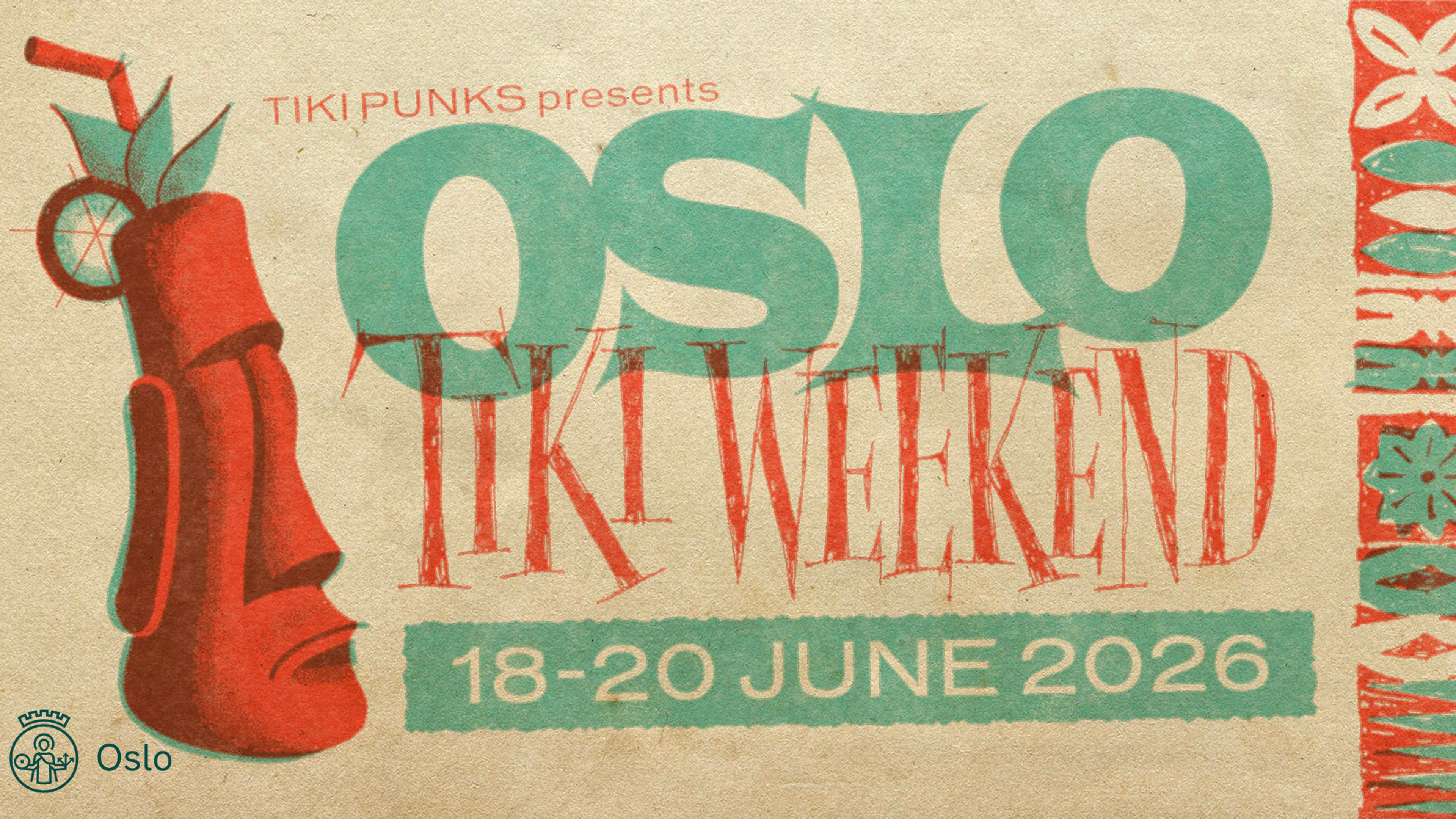 Promotional graphic for Oslo Tiki Weekend 2026