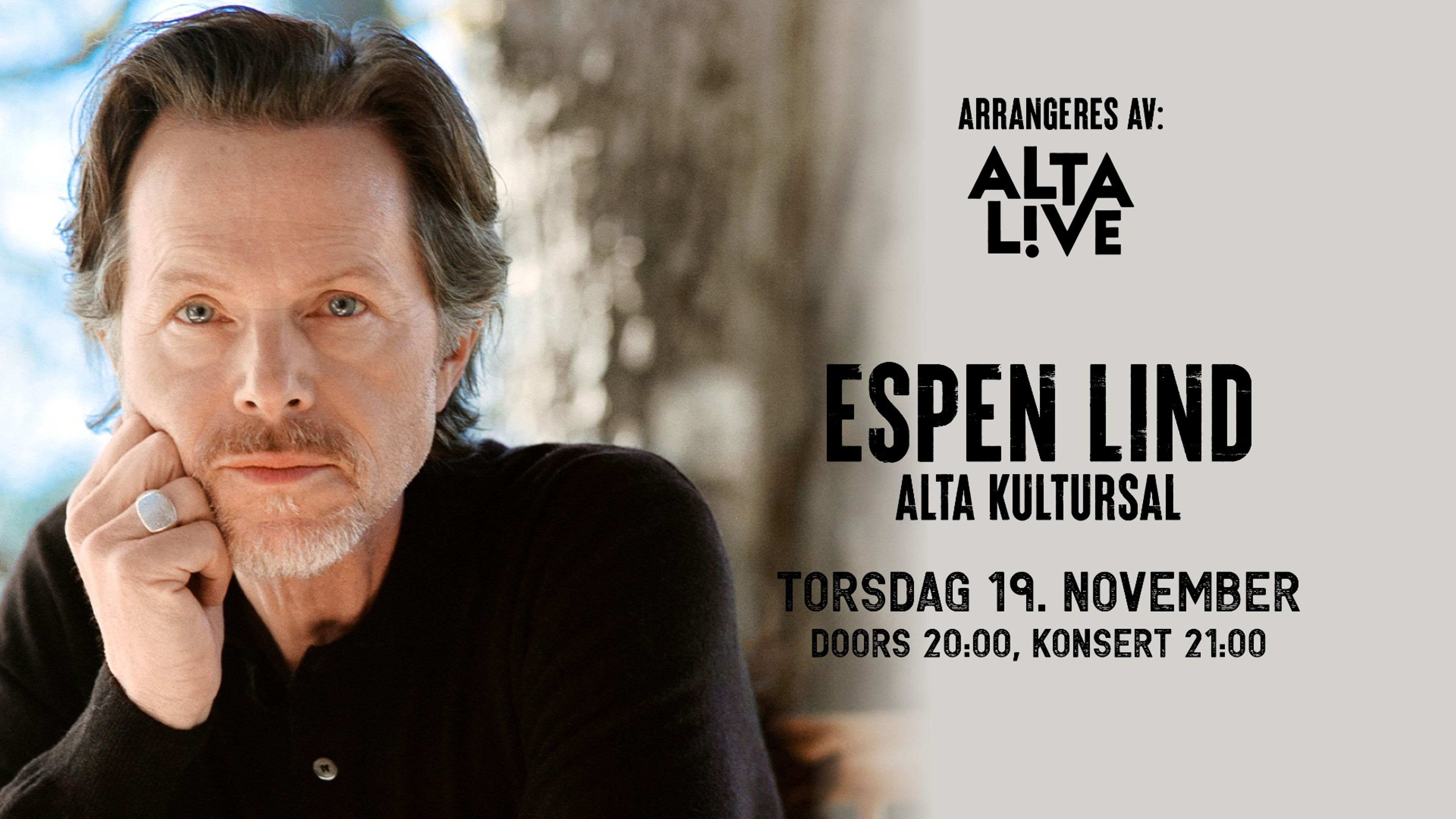 Promotional graphic for Espen Lind i Alta Kultursal