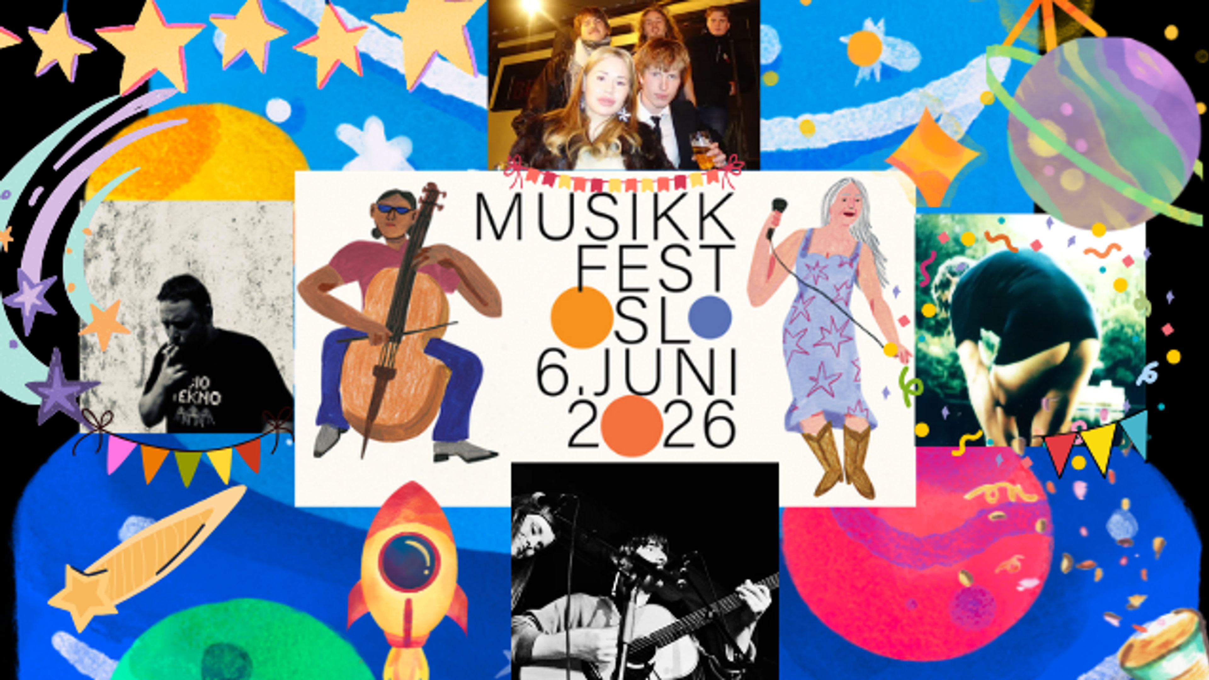 Promotional graphic for Musikkfest : Vildebjønns Selskap // Sigurd Rogde // Selmita + DJ Sannergata