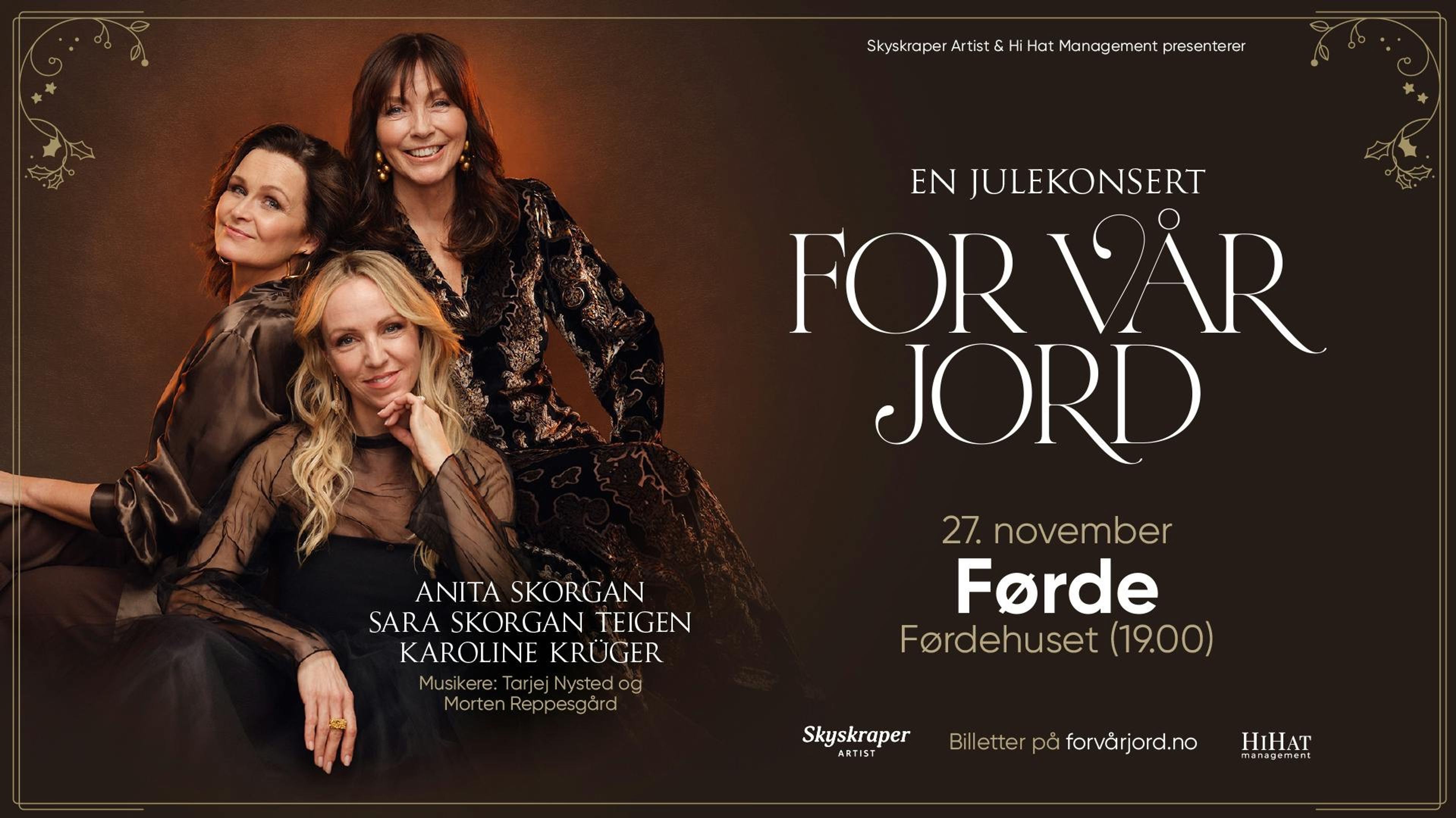 Promotional graphic for Anita Skorgan, Sara Skorgan Teigen & Karoline Krüger