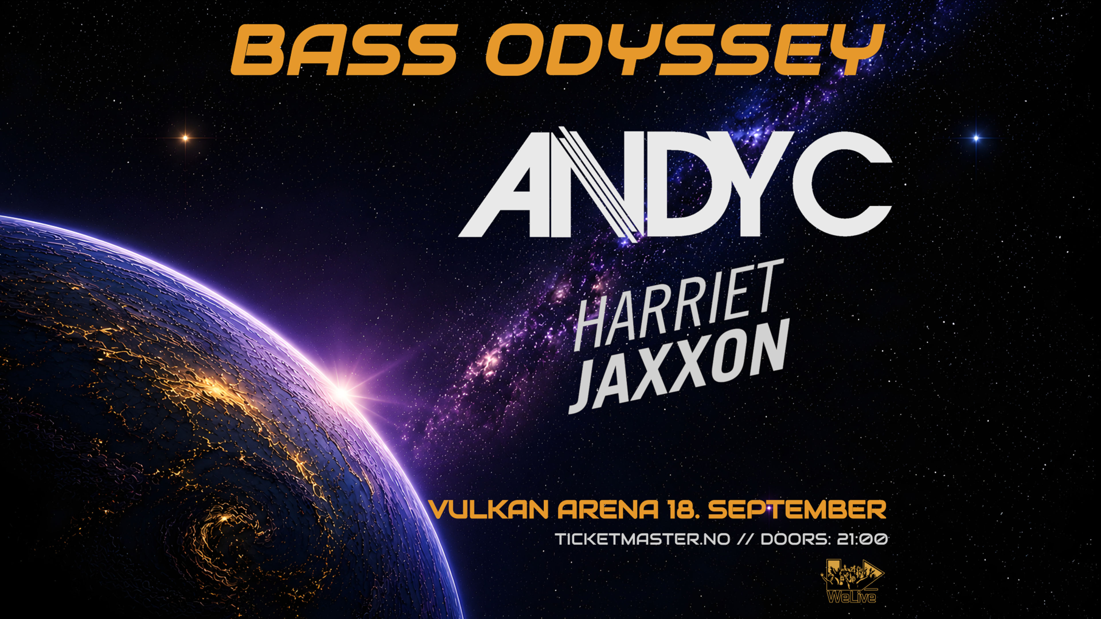 Promotiv grafikk for Bass Odyssey -  Andy C & Harriet Jaxxon