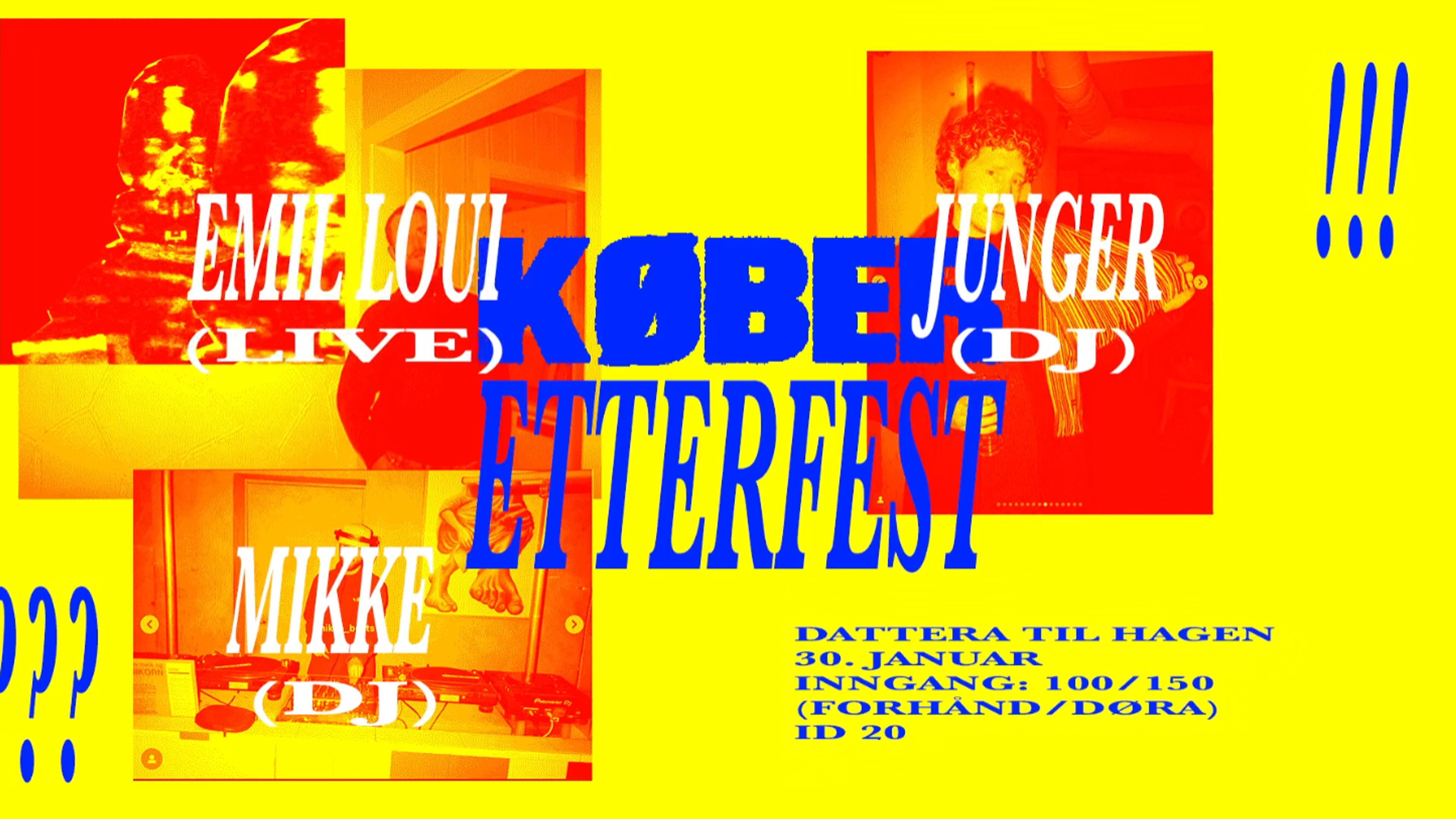 Promotional graphic for KØBER etterfest // 30.01 // Dattera 