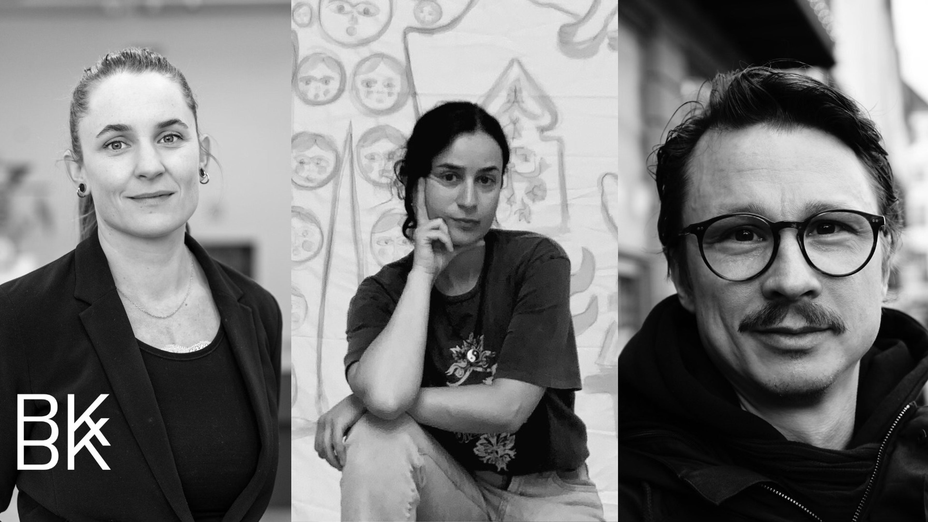 Promotional graphic for Artist talk: Esra Düzen and Jesse Avdeikov in conversation with Pernille Gjærder Olsen