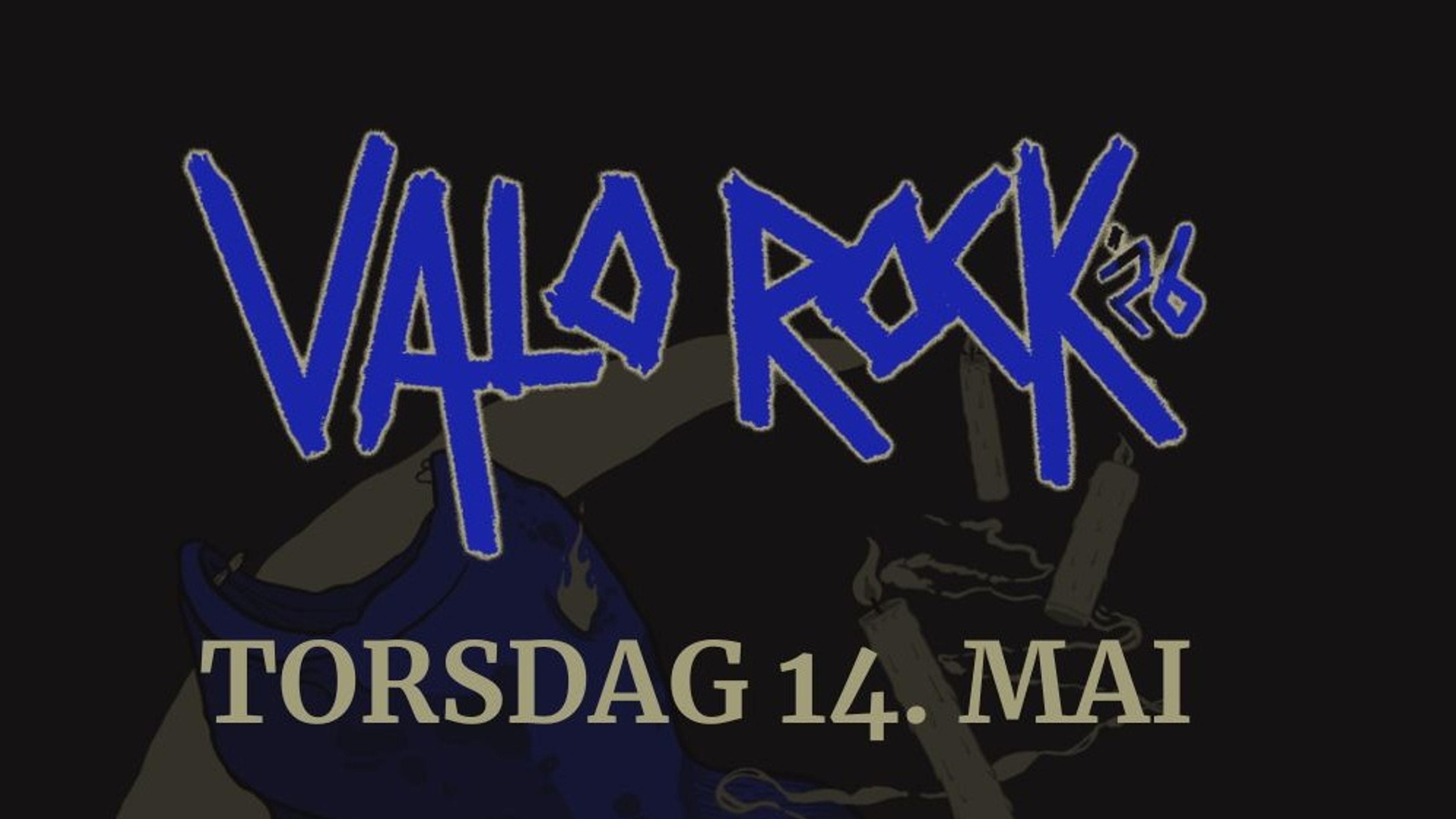 Promotional graphic for VALO ROCK 26 - TORSDAG 14. MAI